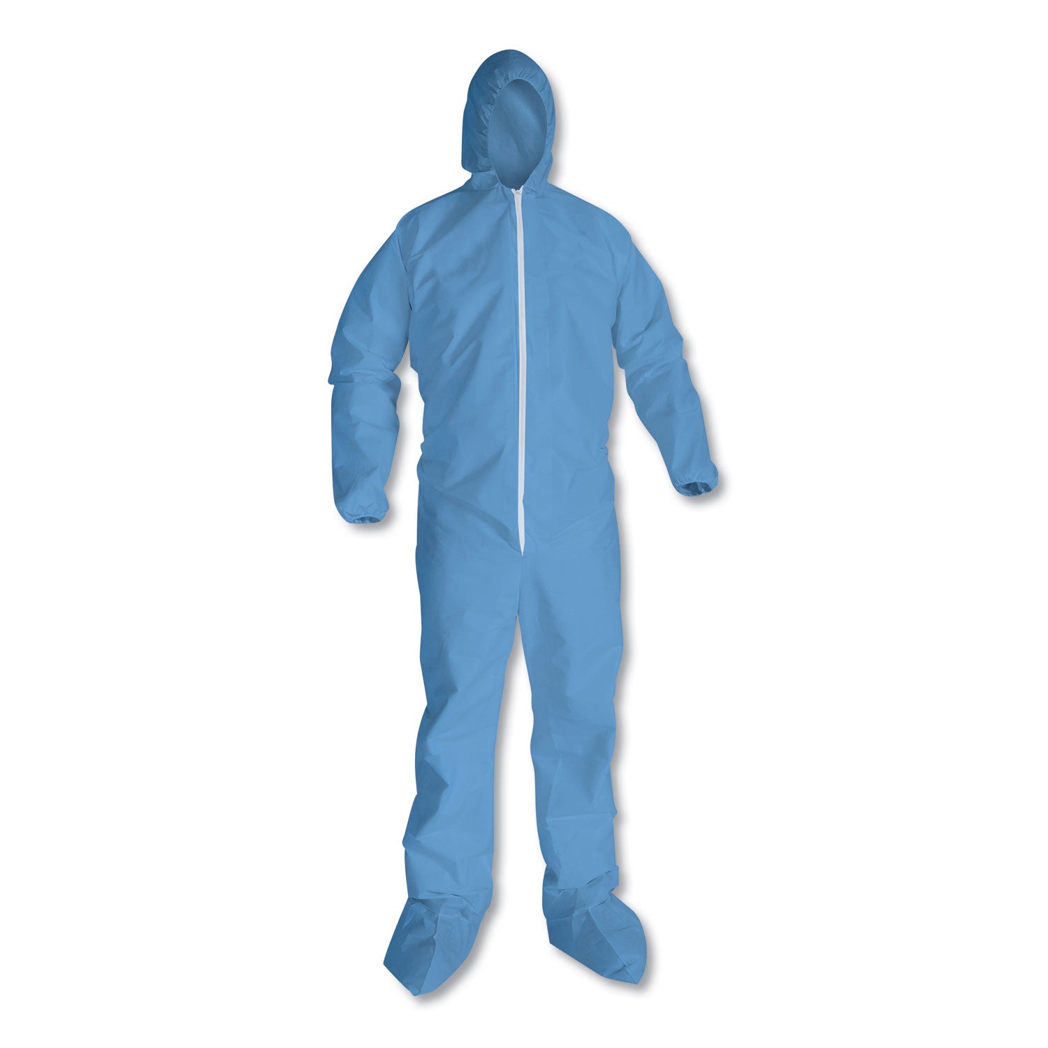 A65 Zipper Front Hood and Boot Flame-Resistant Coveralls, Elastic Wrist and Ankles, 2X-Large,Blue,  25/Carton