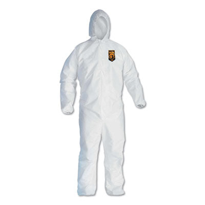 KleenGuard™ A40 Elastic-Cuff and Ankle Hooded Coveralls, 4X-Large, White, 25/Carton - Flipcost
