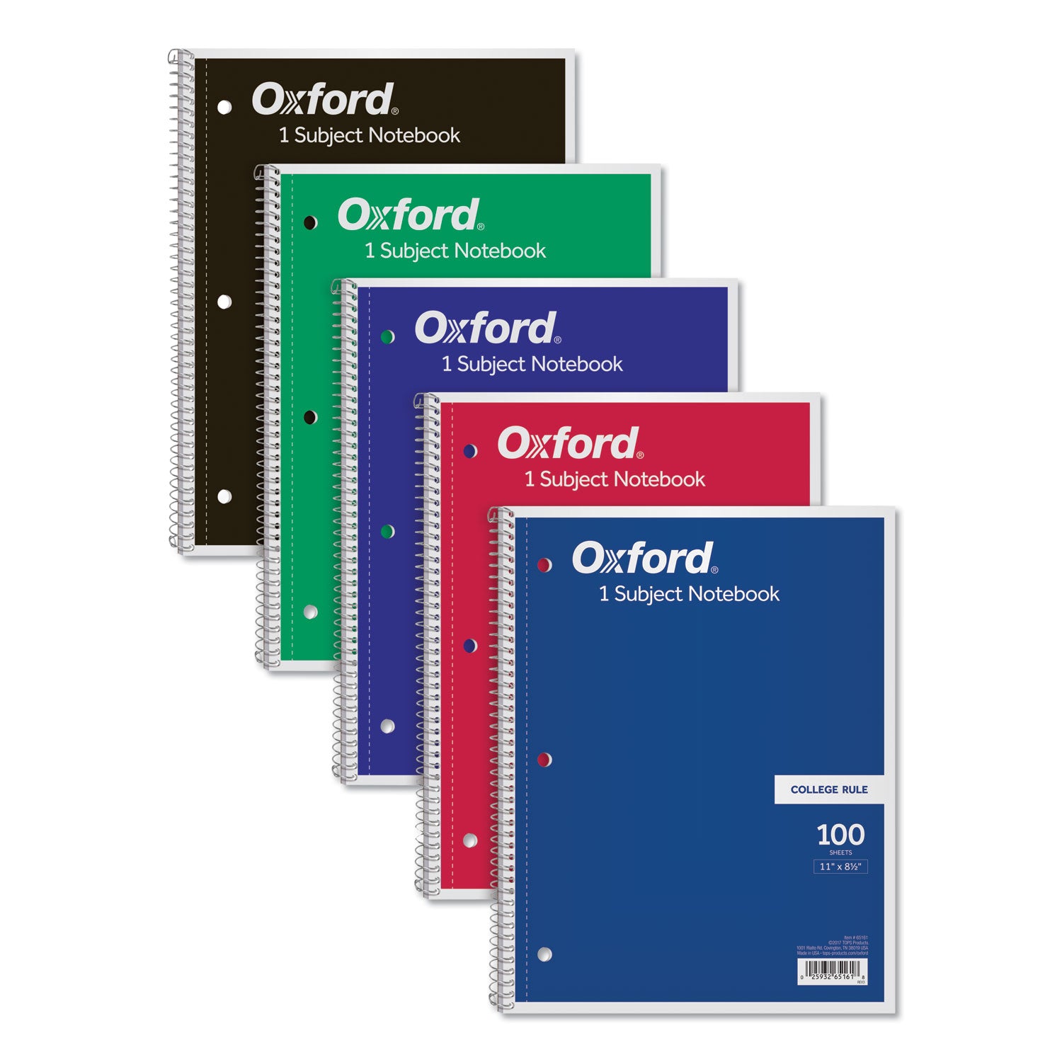 Coil-Lock Wirebound Notebook, 3-Hole Punched, 1-Subject, Medium/College Rule, Randomly Assorted Covers, (100) 11 x 8.5 Sheets