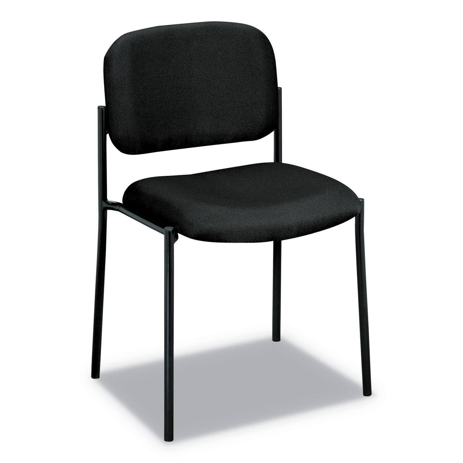 HON® VL606 Stacking Guest Chair without Arms, Fabric Upholstery, 21.25" x 21" x 32.75", Black Seat, Black Back, Black Base