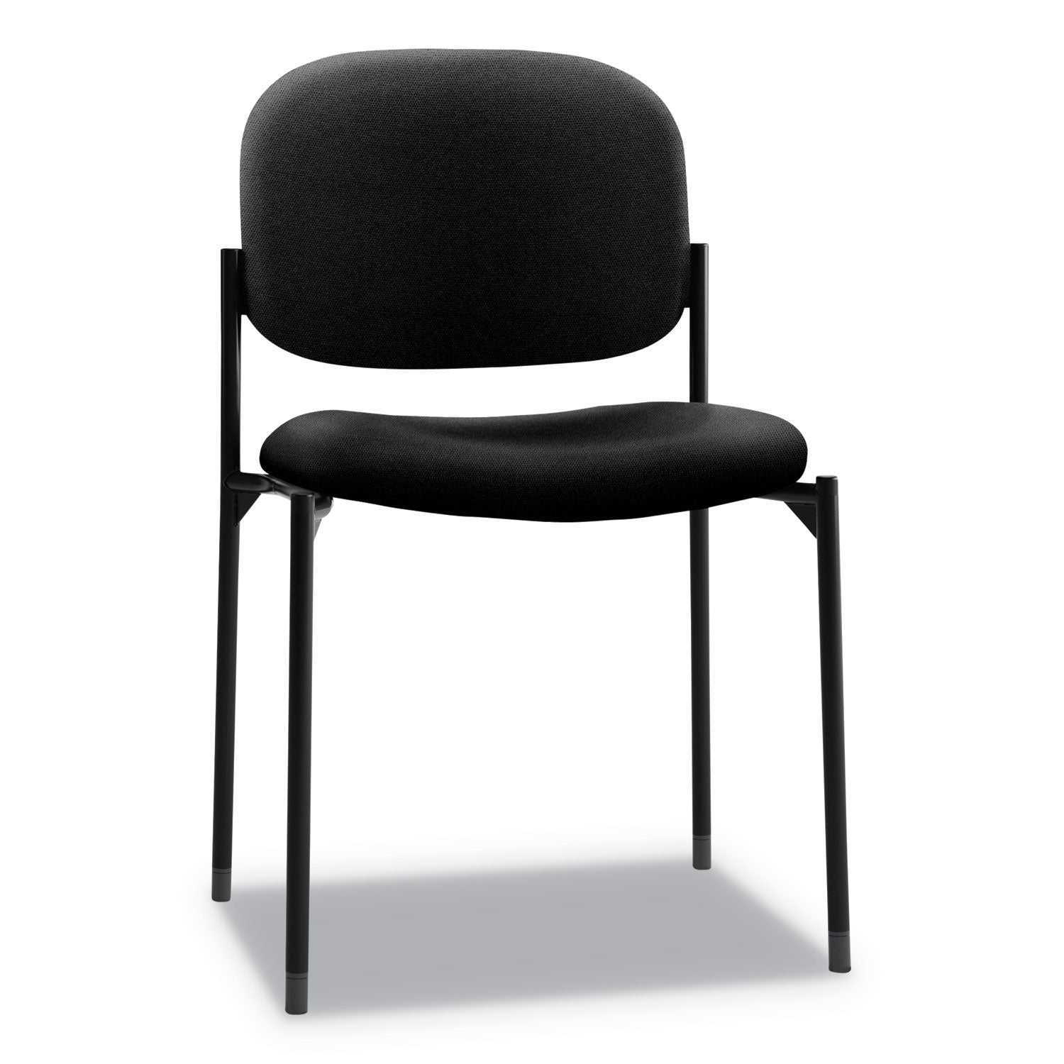 HON® VL606 Stacking Guest Chair without Arms, Fabric Upholstery, 21.25" x 21" x 32.75", Black Seat, Black Back, Black Base