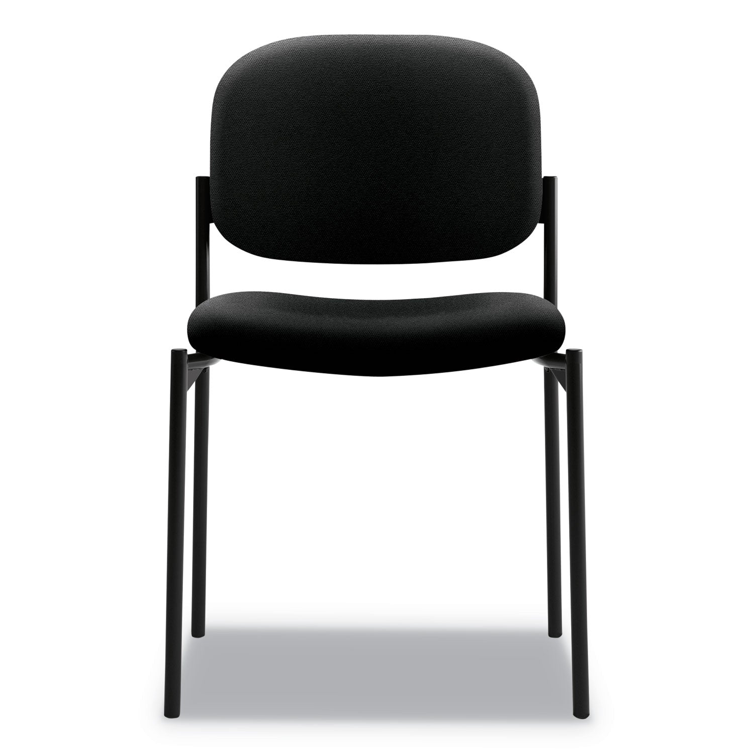 HON® VL606 Stacking Guest Chair without Arms, Fabric Upholstery, 21.25" x 21" x 32.75", Black Seat, Black Back, Black Base