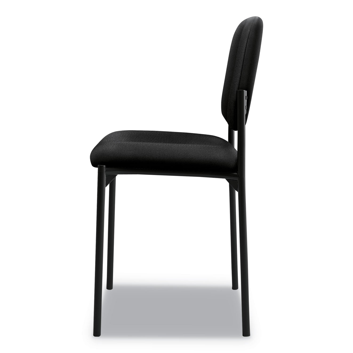 HON® VL606 Stacking Guest Chair without Arms, Fabric Upholstery, 21.25" x 21" x 32.75", Black Seat, Black Back, Black Base