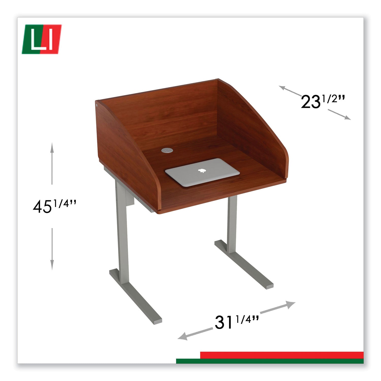 Linea Italia® Study Carrell Starter Unit, 2-Leg, 31.25 x 23.5 x 45.25, Cherry