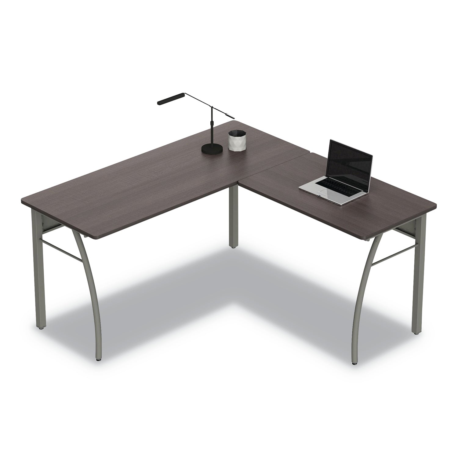 Linea Italia® Trento Line L-Shaped Desk, 59.13" x 59.13" x 29.5", Mocha/Gray