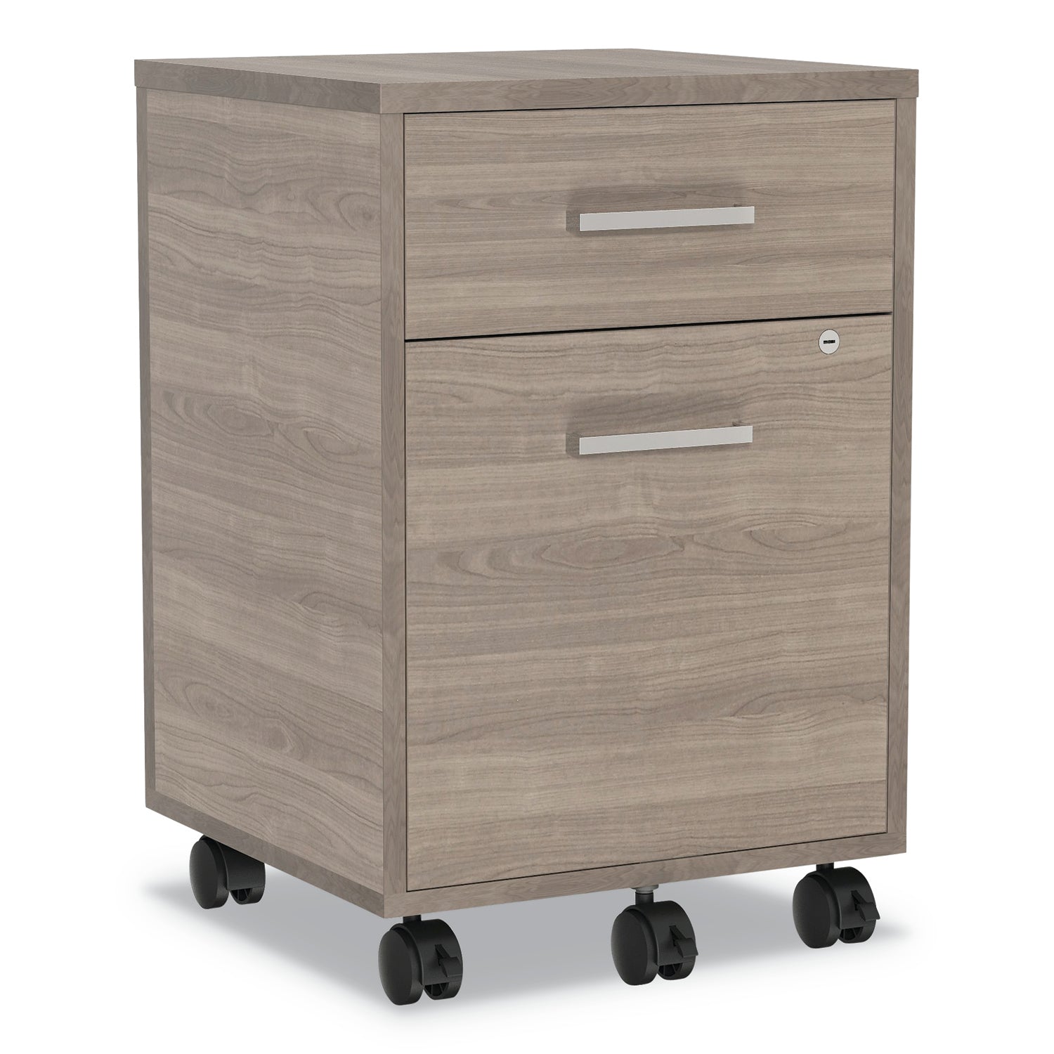 Linea Italia® Urban Mobile File Pedestal, Left or Right, 2-Drawers: Box/File, Legal/A4, Natural Walnut, 16" x 15.25" x 23.75"