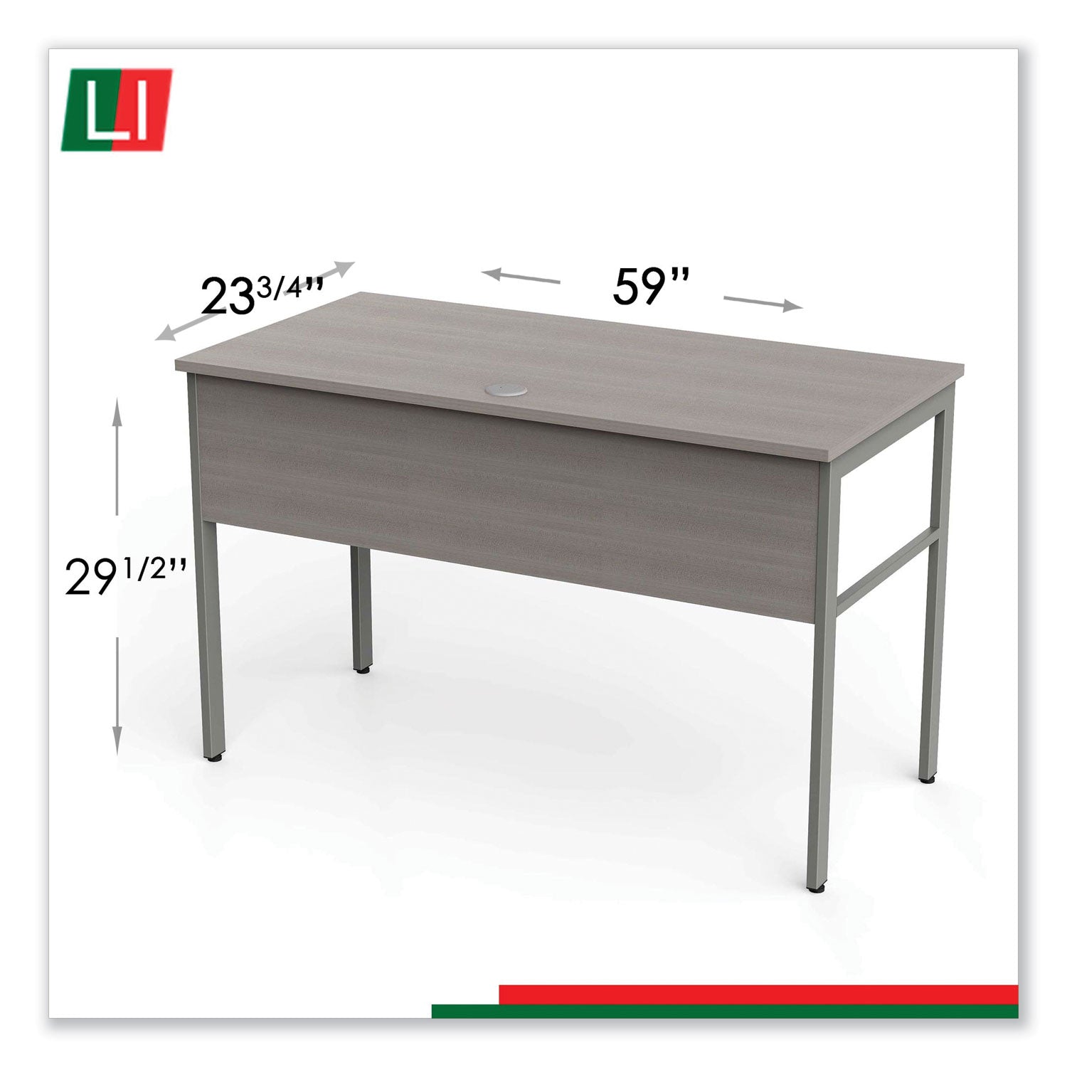 Linea Italia® Urban Series Desk Workstation, 59" x 23.75" x 29.5", Ash