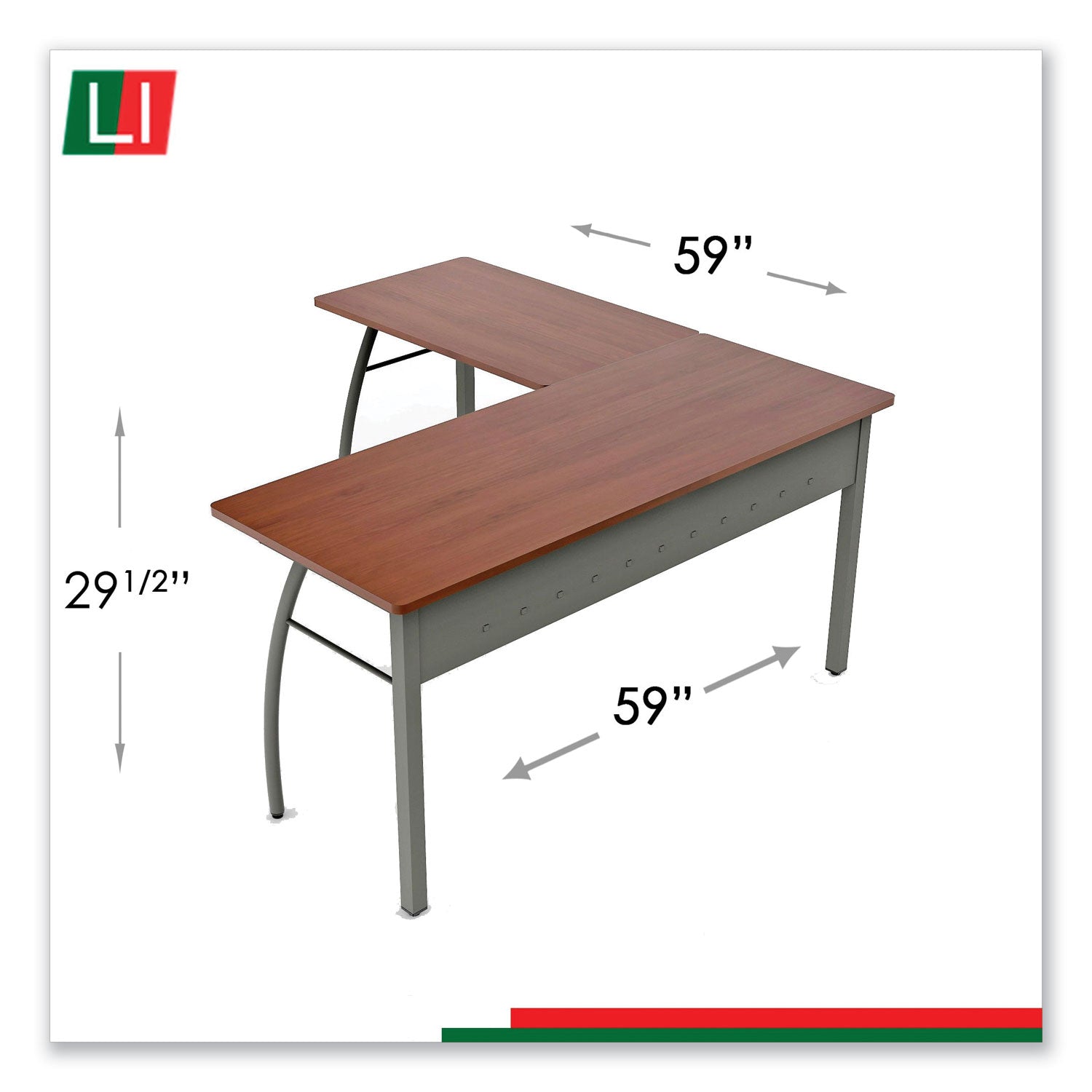 Linea Italia® Trento Line L-Shaped Desk, 59.13" x 59.13" x 29.5", Cherry