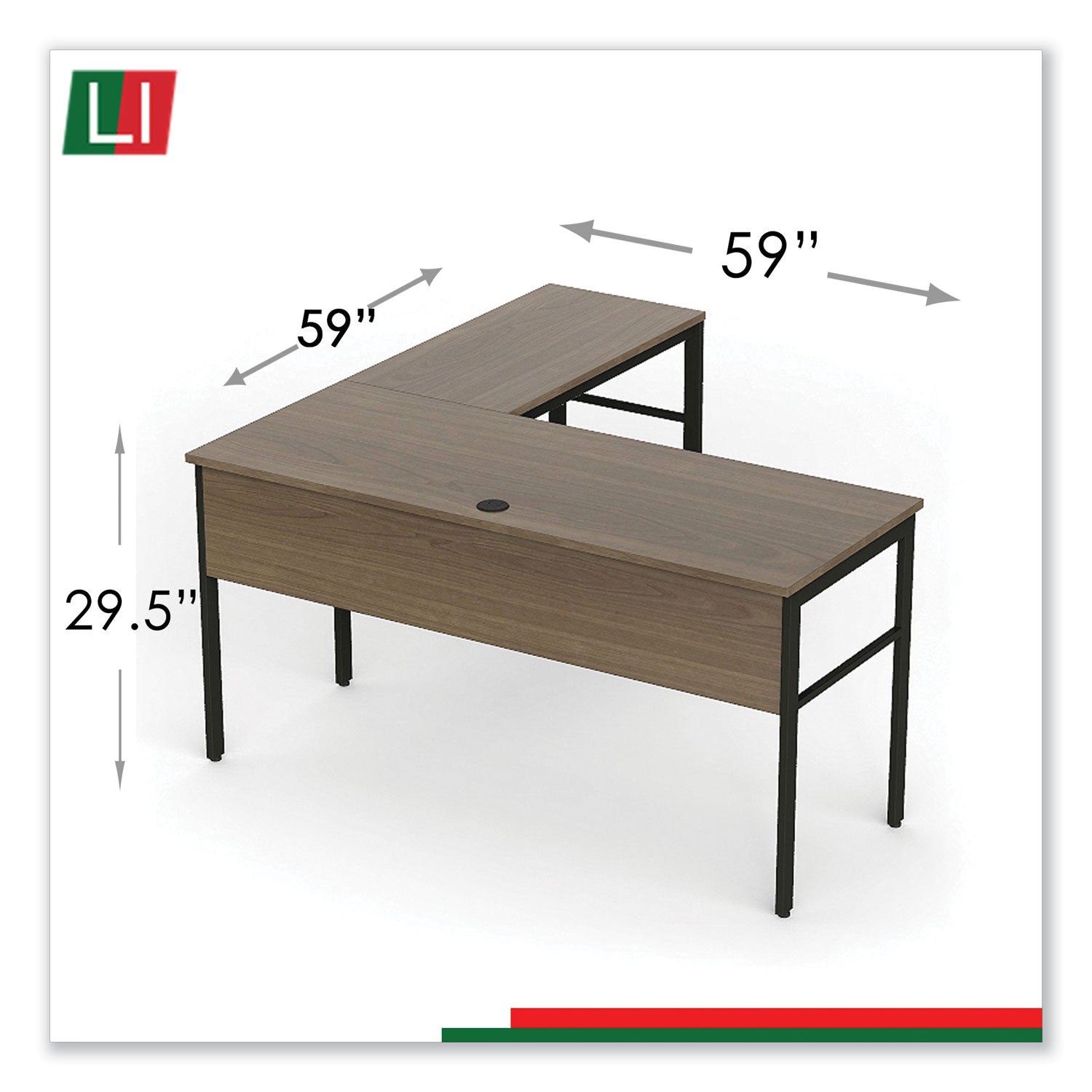 Linea Italia® Urban Series L- Shaped Desk, 59" x 59" x 29.5", Natural Walnut