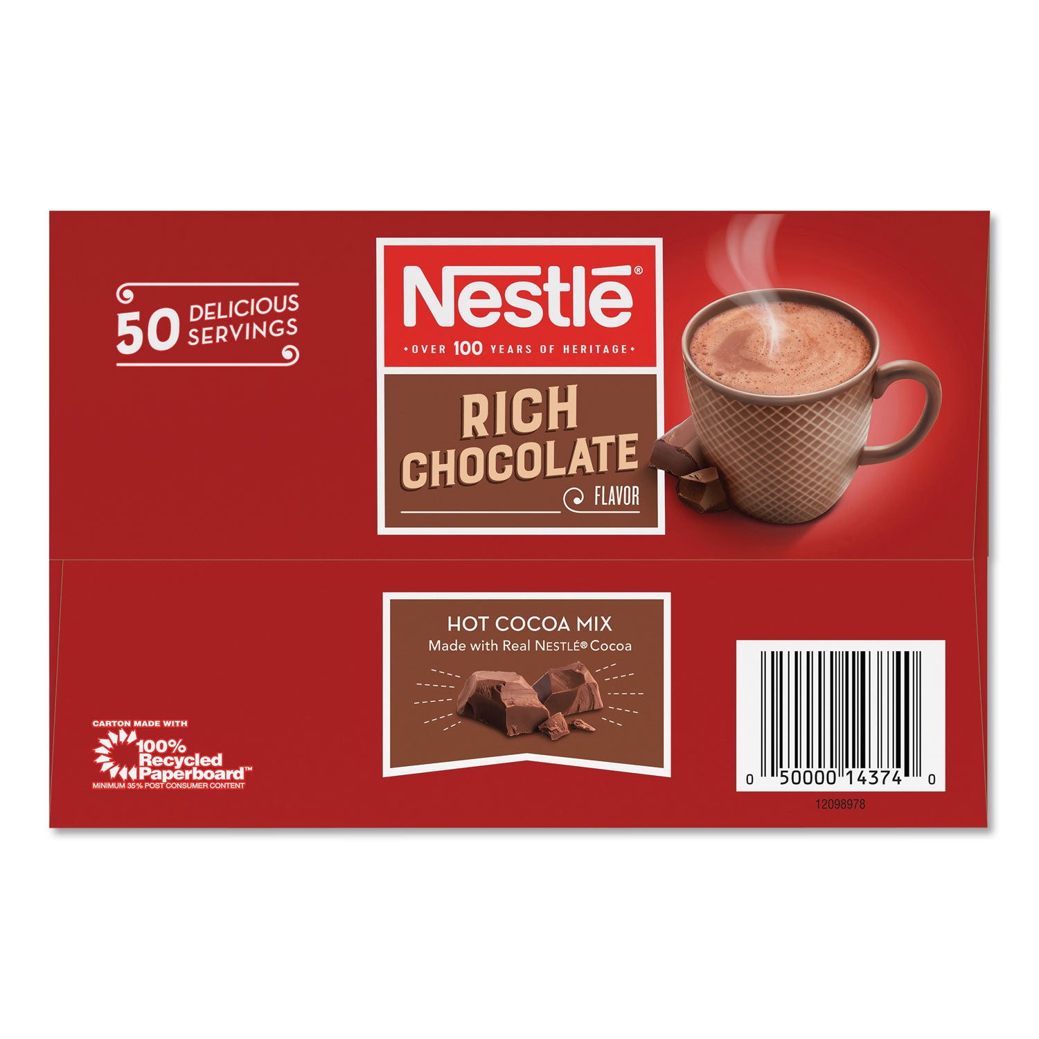 Nestlé® Hot Cocoa Mix, Rich Chocolate, 0.71 oz Packets, 50/Box, 6 Box/Carton