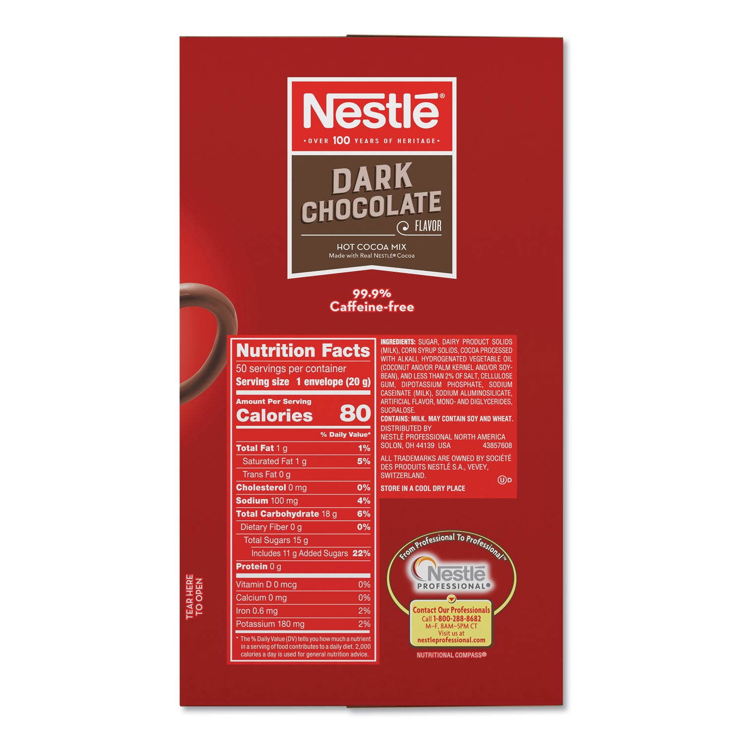 Nestlé® Hot Cocoa Mix, Dark Chocolate, 0.71 oz, 50/Box