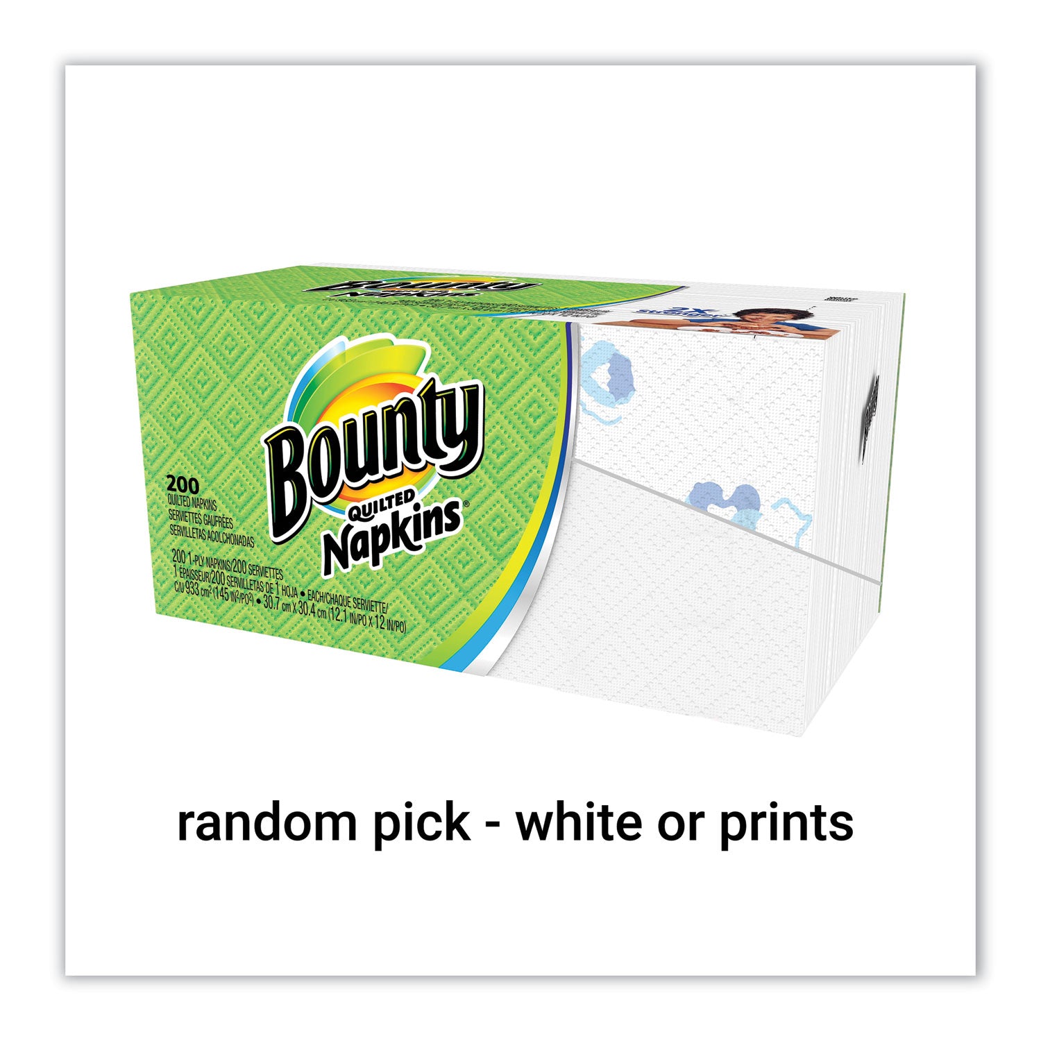 Quilted Napkins, 1-Ply, 12 1/10 x 12, Assorted - Print or White, 200/Pack