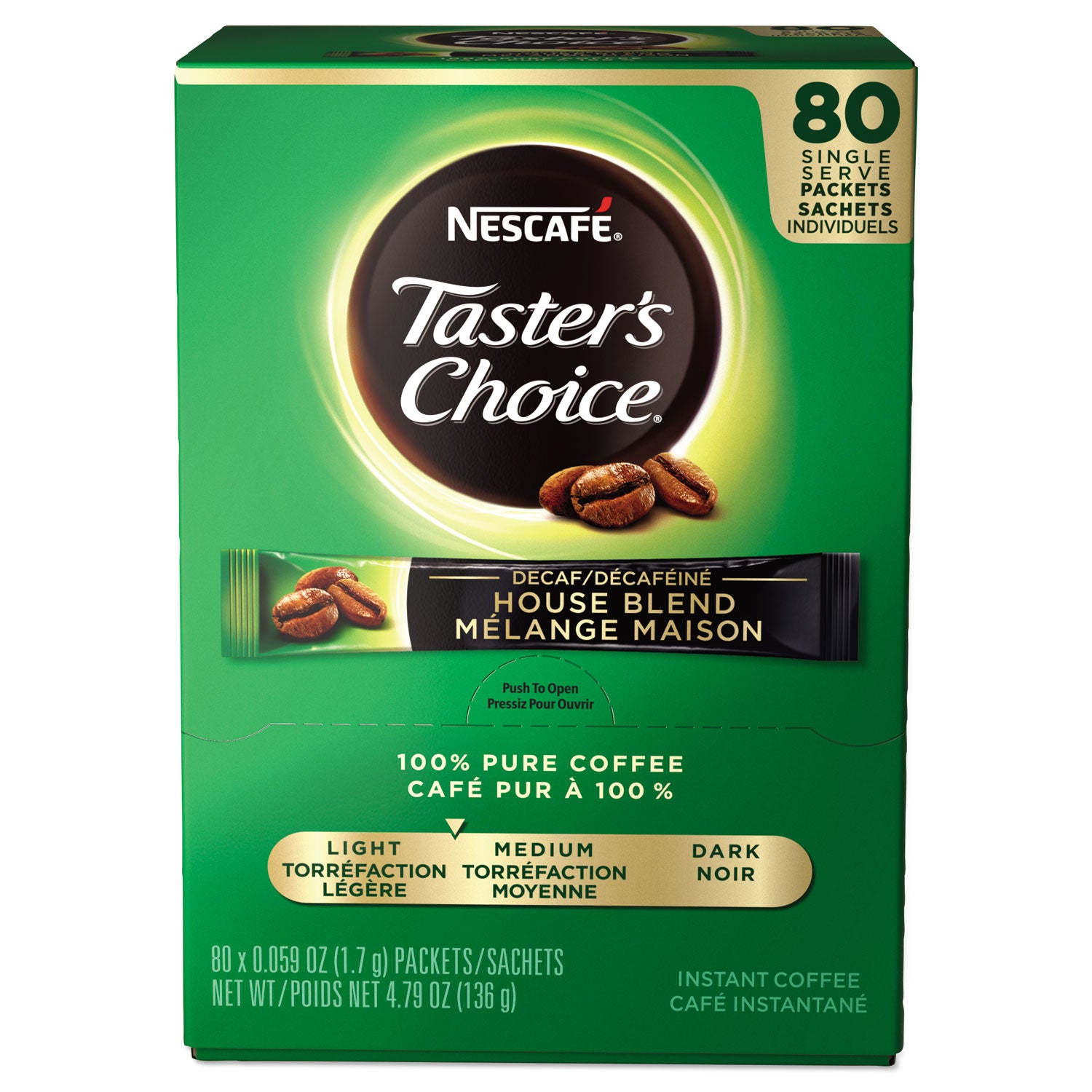 Nescafé® Taster's Choice Stick Pack, Decaf, 0.06oz, 80/Box