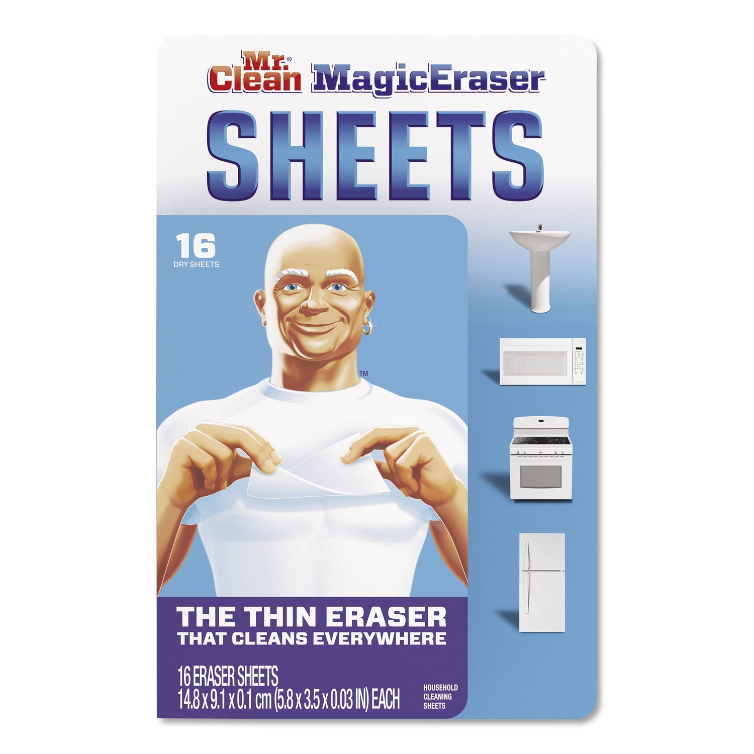 Magic Eraser Sheets, 3.5 x 5.8, 0.03" Thick, White, 16/Pack Mr. Clean® Flipcost