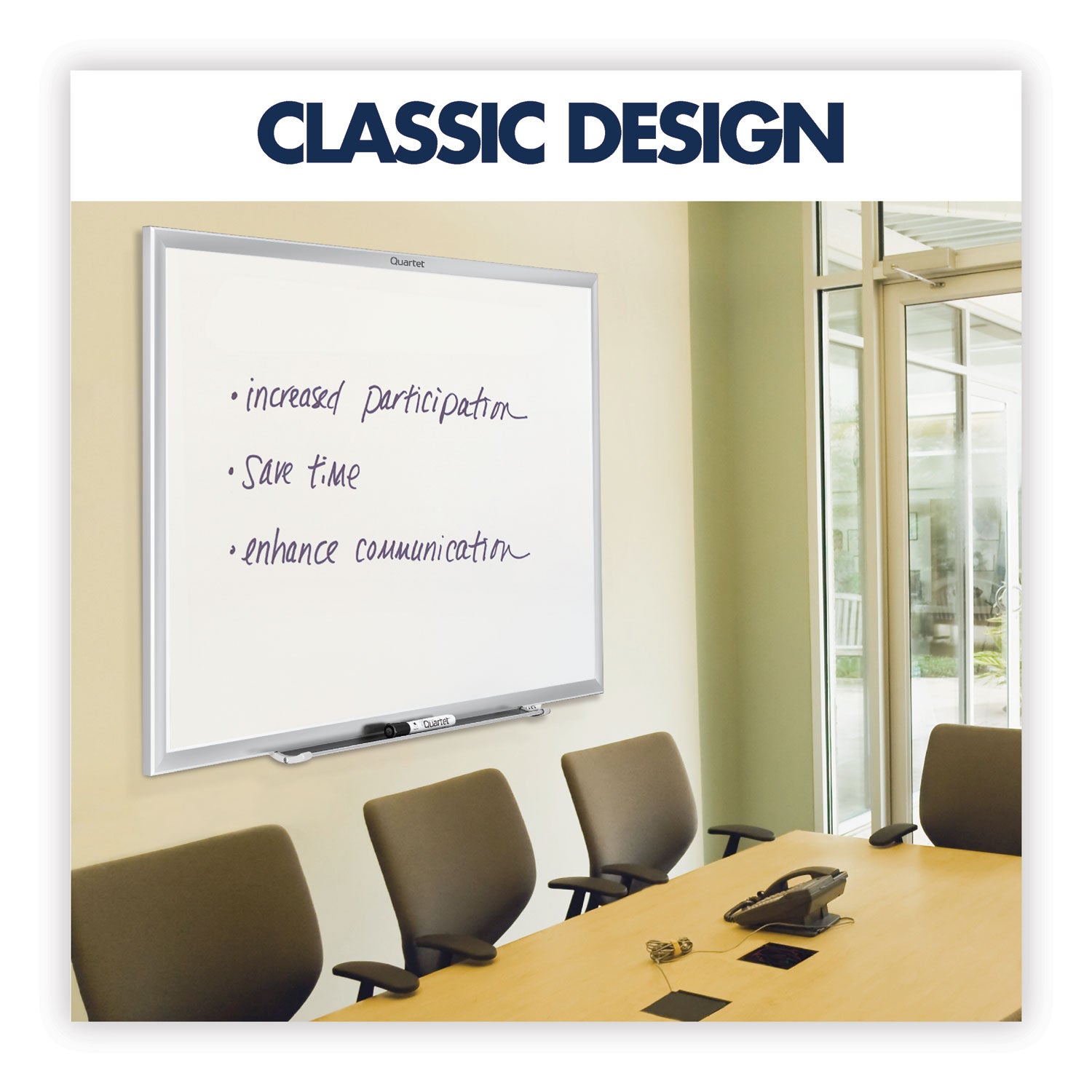 Quartet® Classic Series Nano-Clean Dry Erase Board, 24 x 18, White Surface, Silver Aluminum Frame