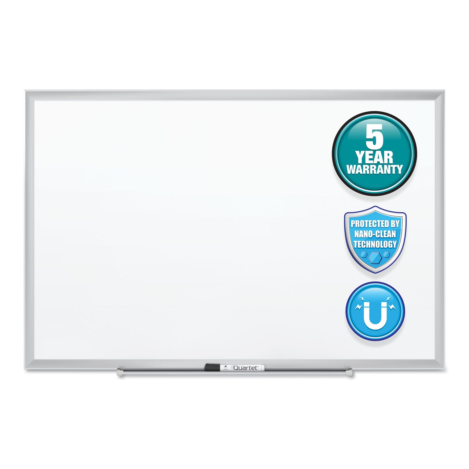 Quartet® Classic Series Nano-Clean Dry Erase Board, 24 x 18, White Surface, Silver Aluminum Frame