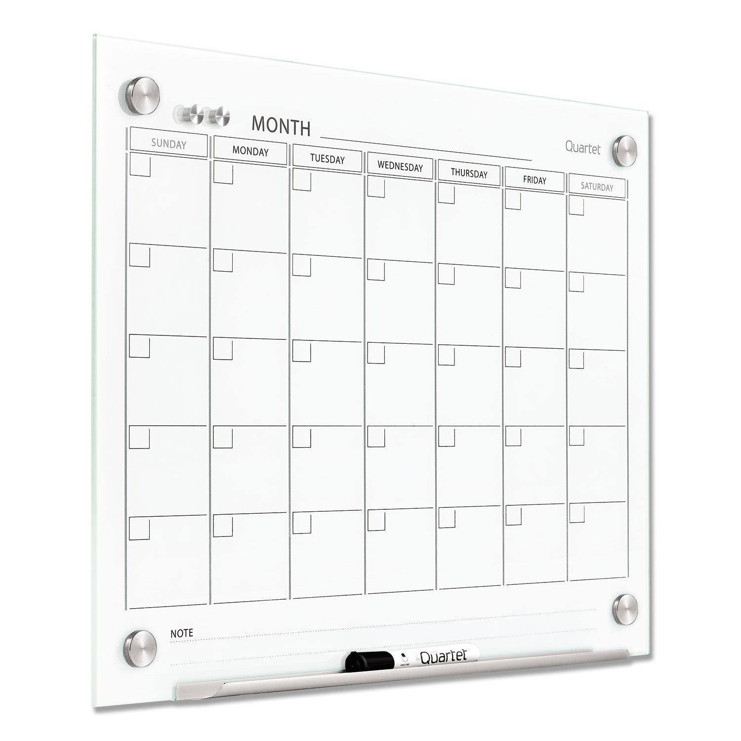 Infinity Glass Calendar Board, One Month, 24 x 18, White