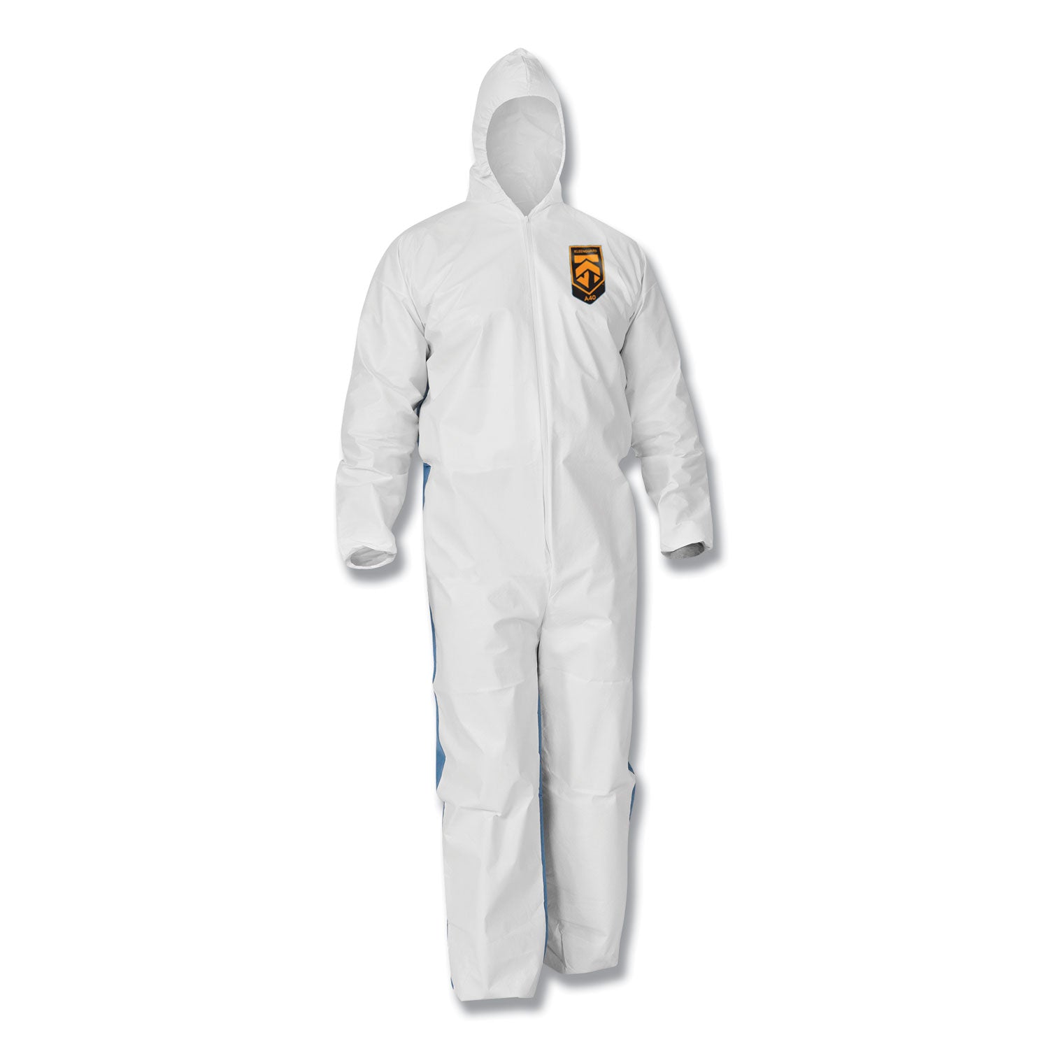 A35 Liquid and Particle Protection Coveralls, Zipper Front, Hooded, Elastic Wrists and Ankles, Large, White, 25/Carton