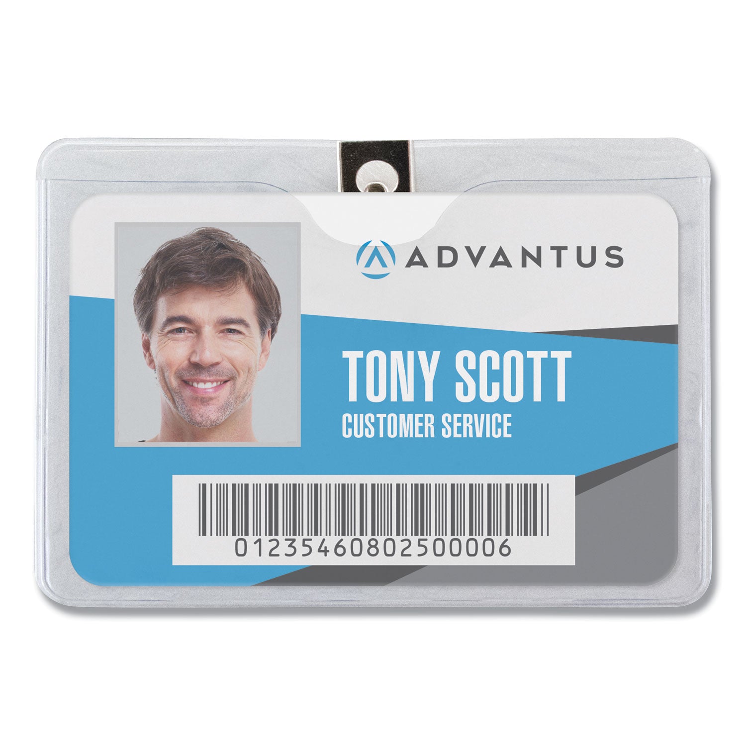 ID Badge Holders with Clip, Horizontal, Clear 4.13" x 3.38" Holder, 3.75" x 2.75" Insert, 50/Pack