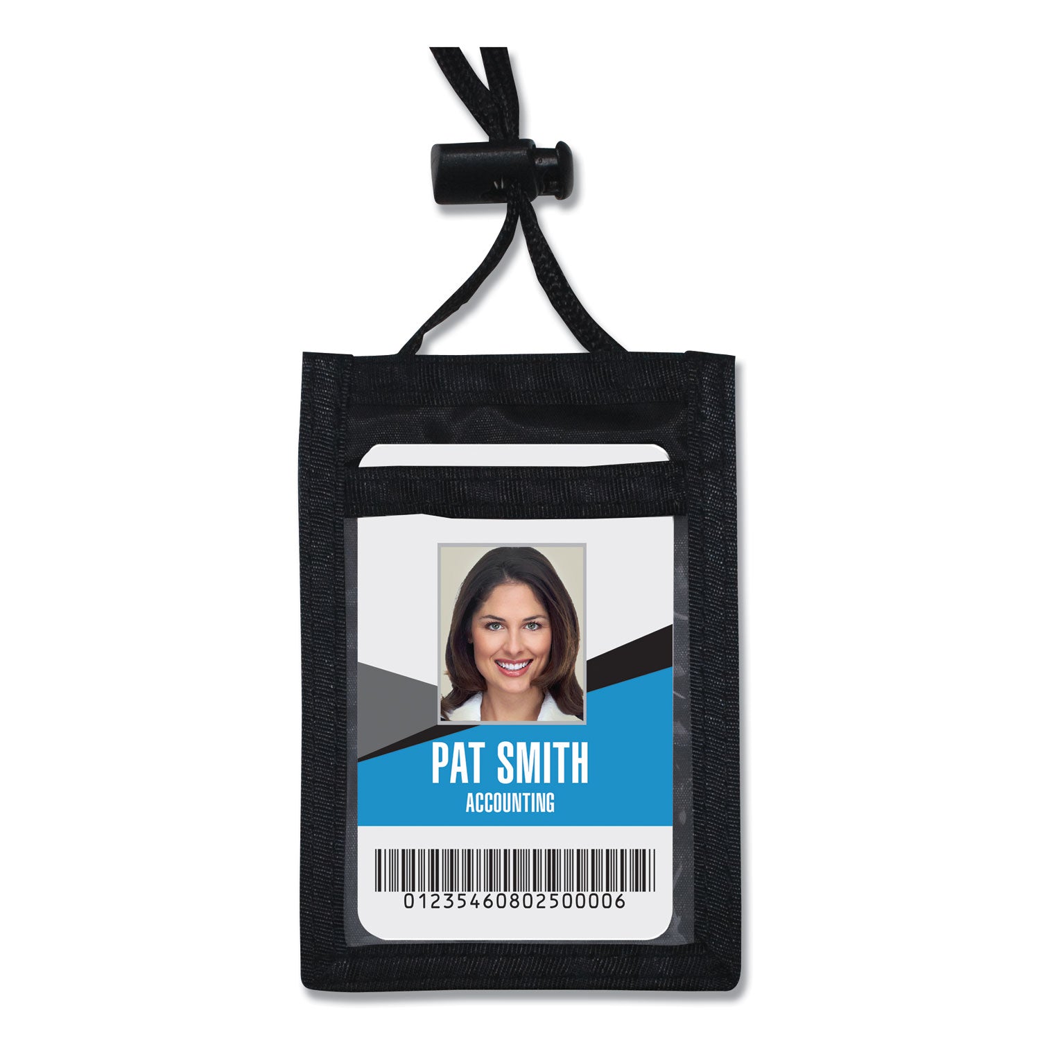 Advantus ID Badge Holders with Convention Neck Pouch, Vertical, Black/Clear 3.25" x 5" Holder, 2.38" x 3.5" Insert, 48" Cord, 12/Pack