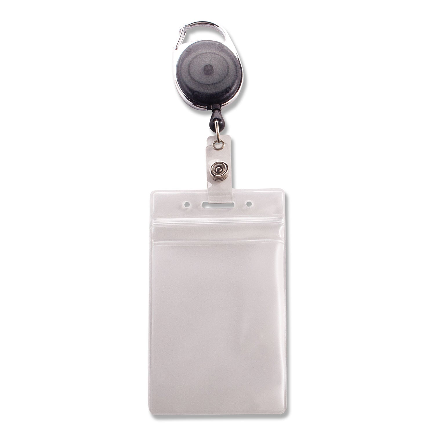 Advantus Resealable Badge Holder Combo Pack with Badge Reel, 30" Cord, Vertical, Frost 2.68" x 5" Holder, 2.38" x 3.75" Insert, 10/PK