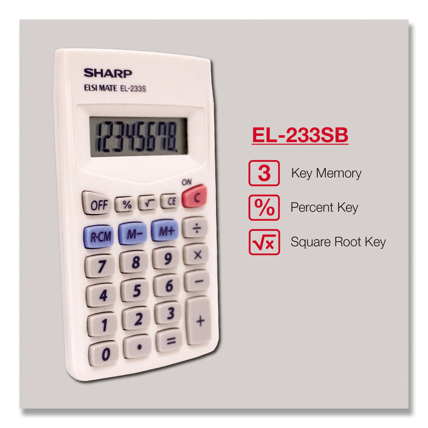 Sharp® EL233SB Pocket Calculator, 8-Digit LCD