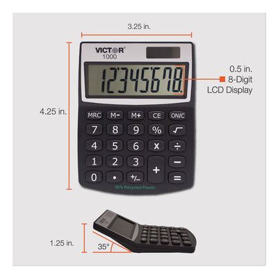 Victor® 1000 Minidesk Calculator, 8-Digit LCD - Flipcost