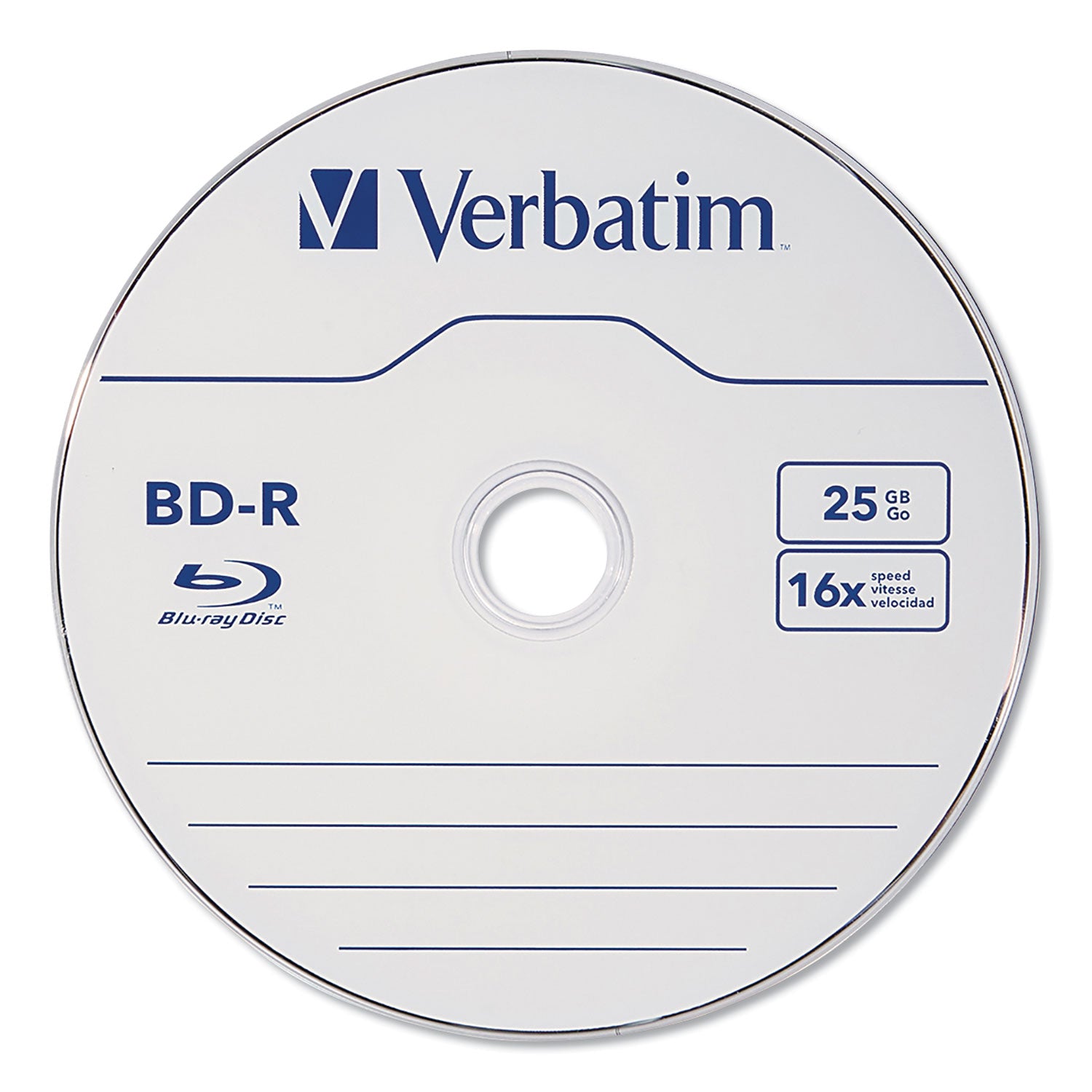 Verbatim® BD-R Blu-Ray Disc, 25 GB, 16x, White, 25/Pack