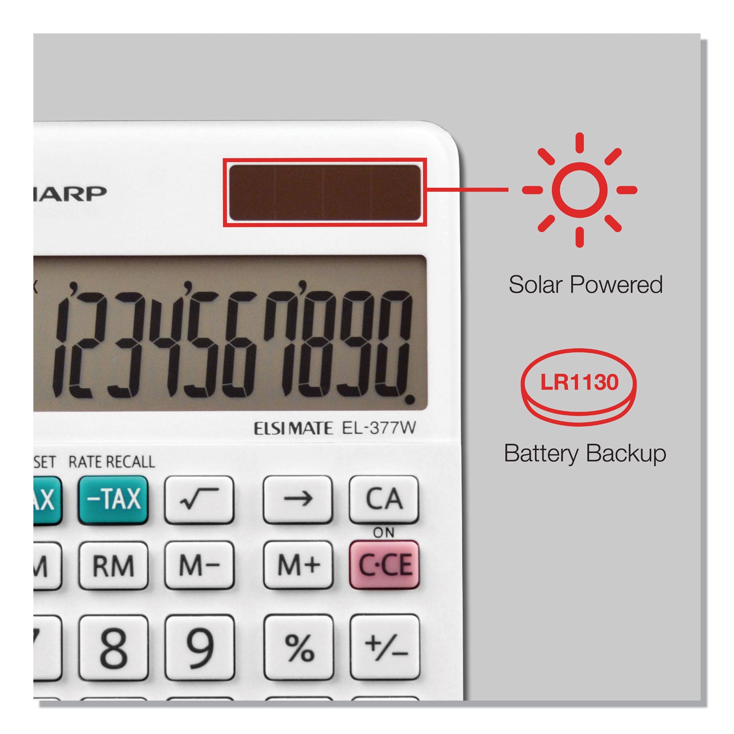 Sharp® EL-377WB Large Pocket Calculator, 10-Digit LCD