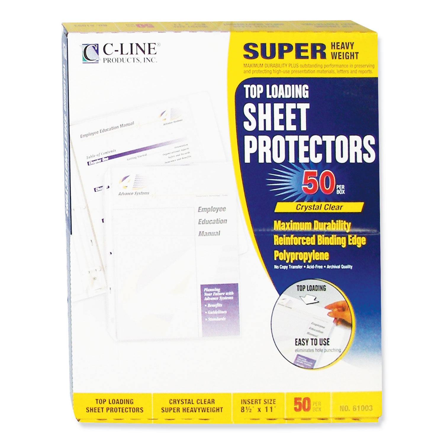 C-Line® Super Heavyweight Polypropylene Sheet Protectors, Clear, 2", 11 x 8.5, 50/BX