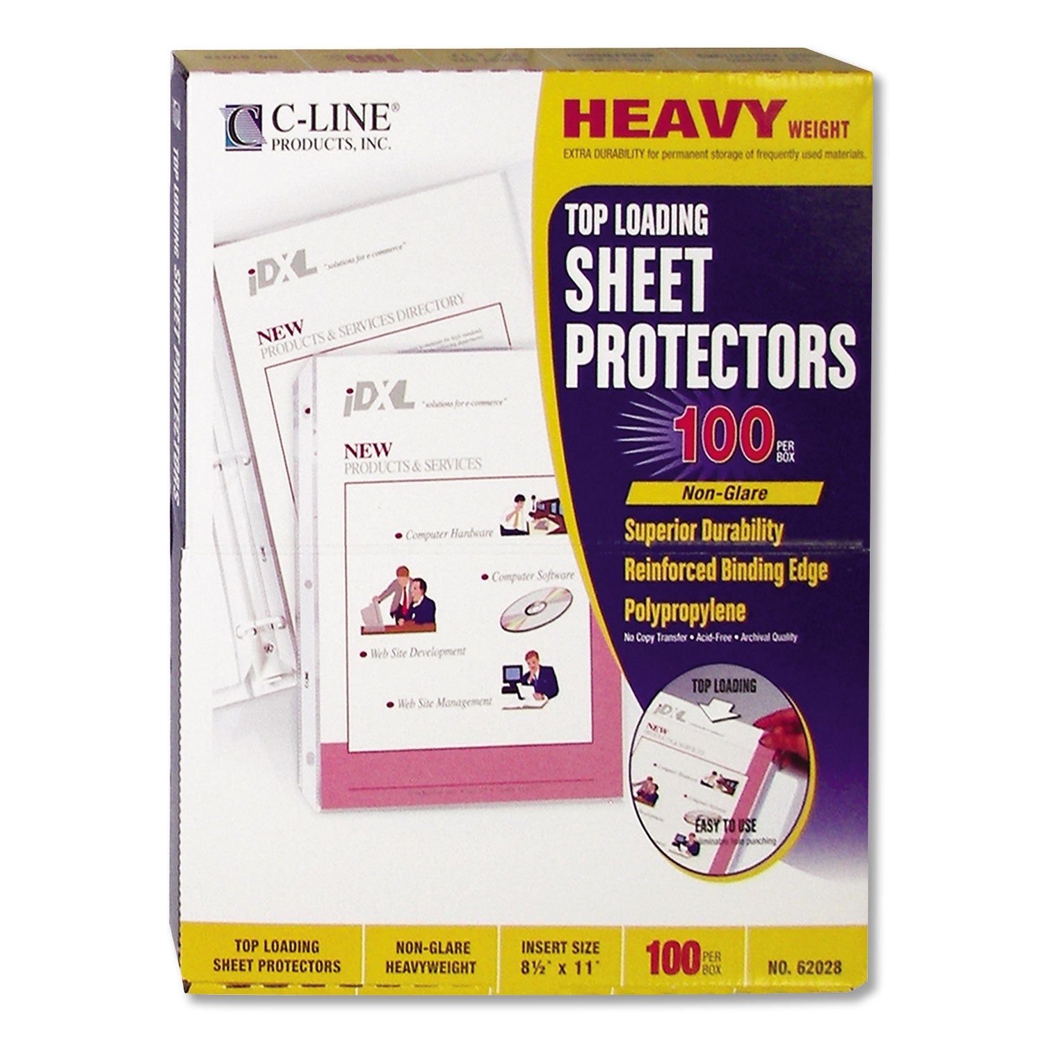 C-Line® Heavyweight Polypropylene Sheet Protectors, Non-Glare, 2", 11 x 8.5, 100/Box