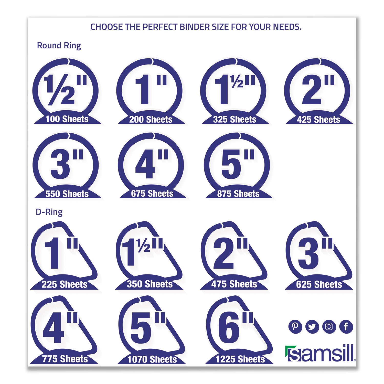 Samsill® Earth's Choice Plant-Based D-Ring View Binder, 3 Rings, 3" Capacity, 11 x 8.5, White