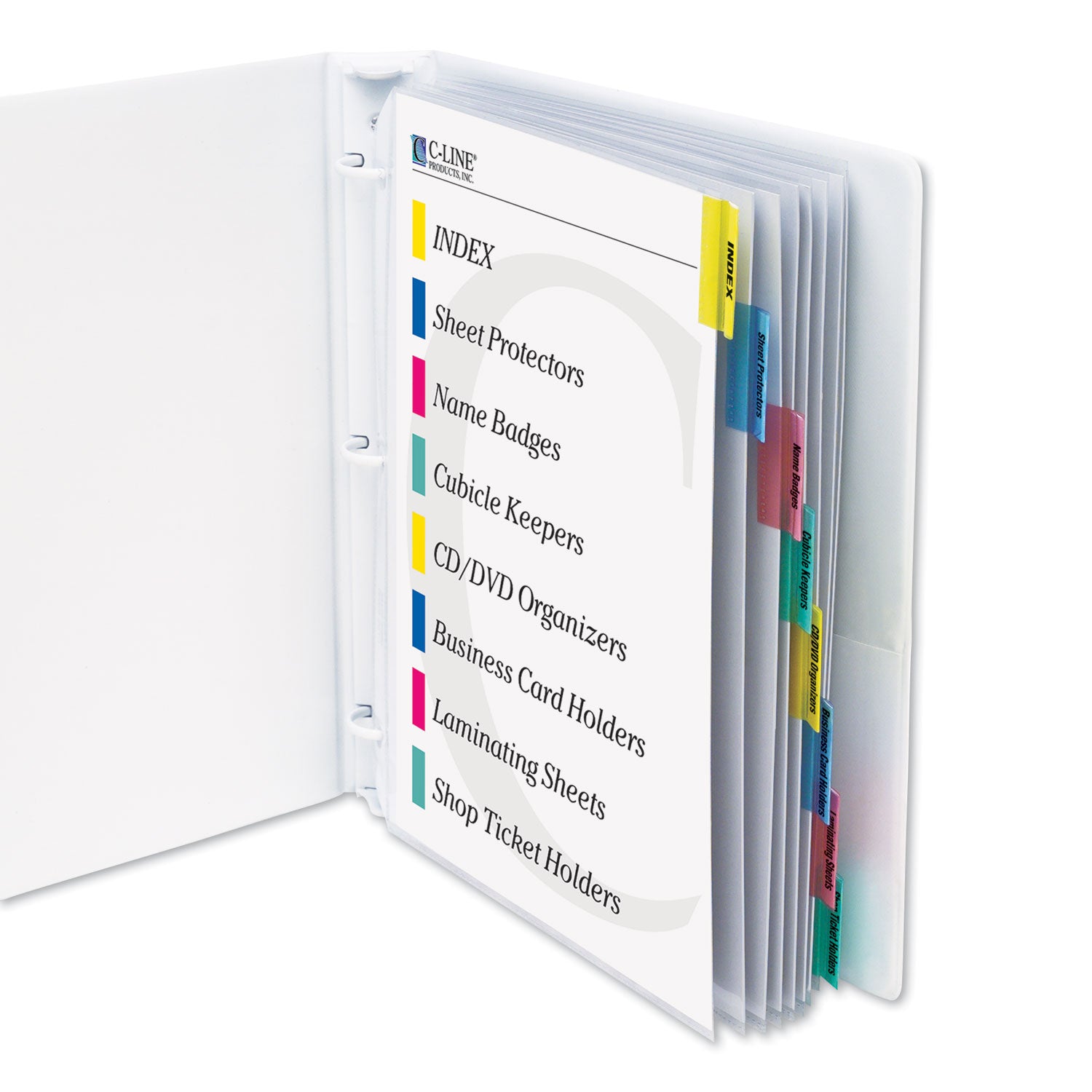 Sheet Protectors with Index Tabs, Assorted Color Tabs, 2", 11 x 8.5, 8/Set