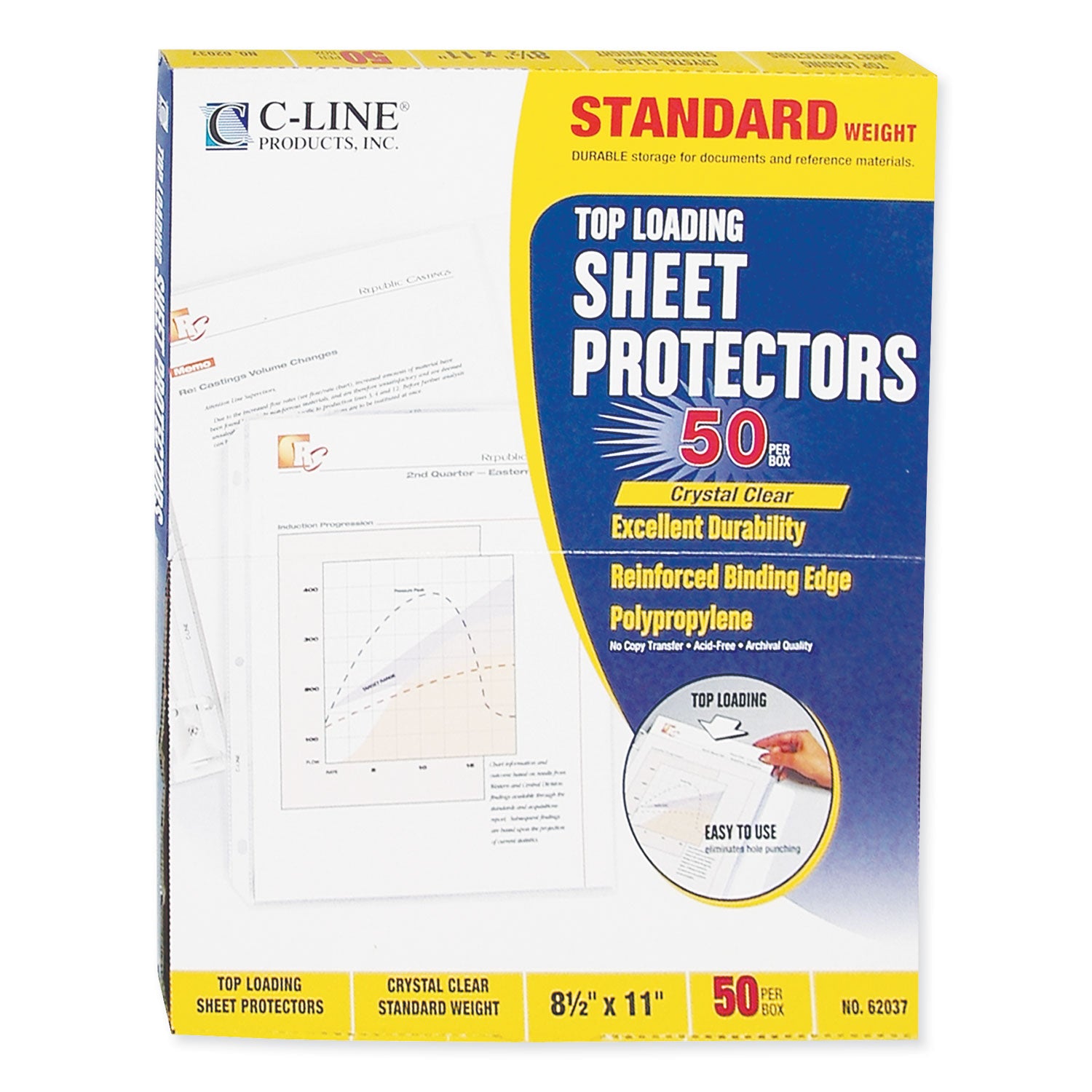 C-Line® Standard Weight Polypropylene Sheet Protectors, Clear, 2", 11 x 8.5, 50/Box