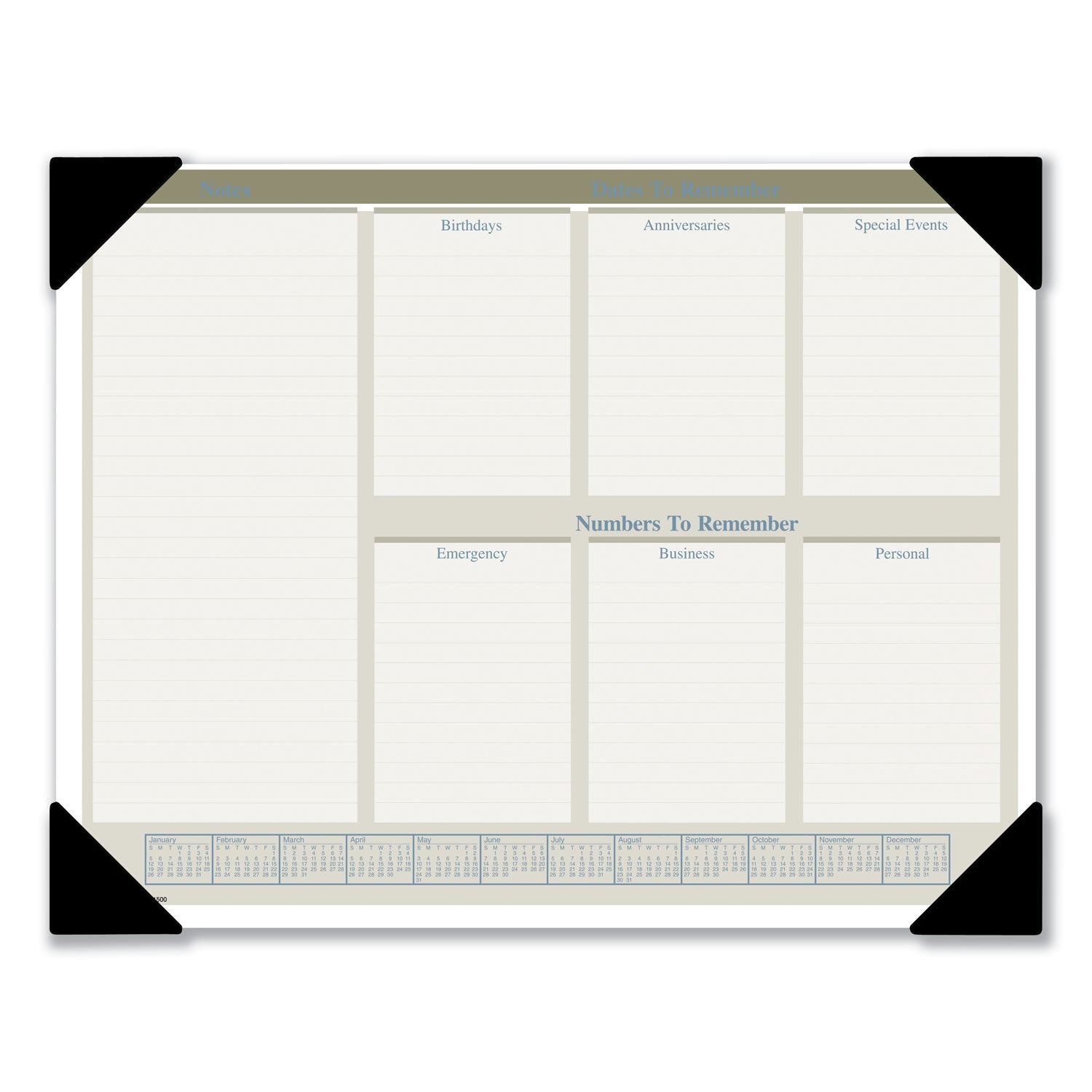 AT-A-GLANCE® Executive Monthly Desk Pad Calendar, 22 x 17, White Sheets, Black Corners, 12-Month (Jan to Dec): 2025