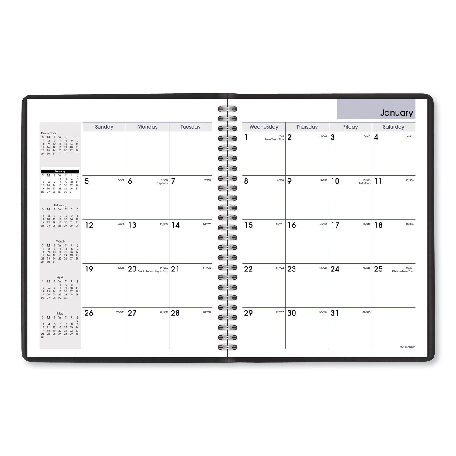 AT-A-GLANCE® DayMinder Monthly Planner with Notes Column, Ruled Blocks, 8.75 x 7, Black Cover, 12-Month (Jan to Dec): 2025