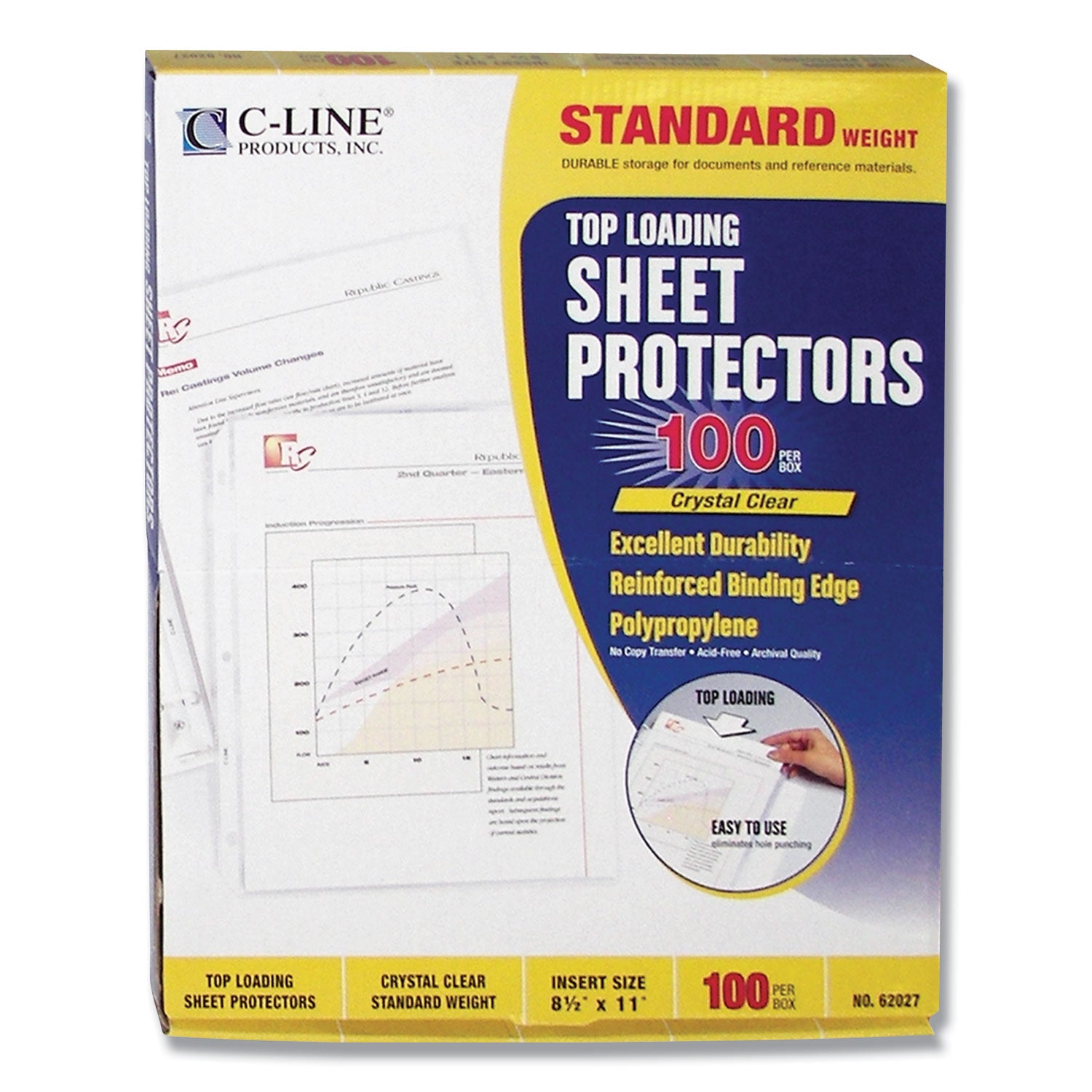 C-Line® Standard Weight Polypropylene Sheet Protectors, Clear, 2", 11 x 8.5, 100/Box