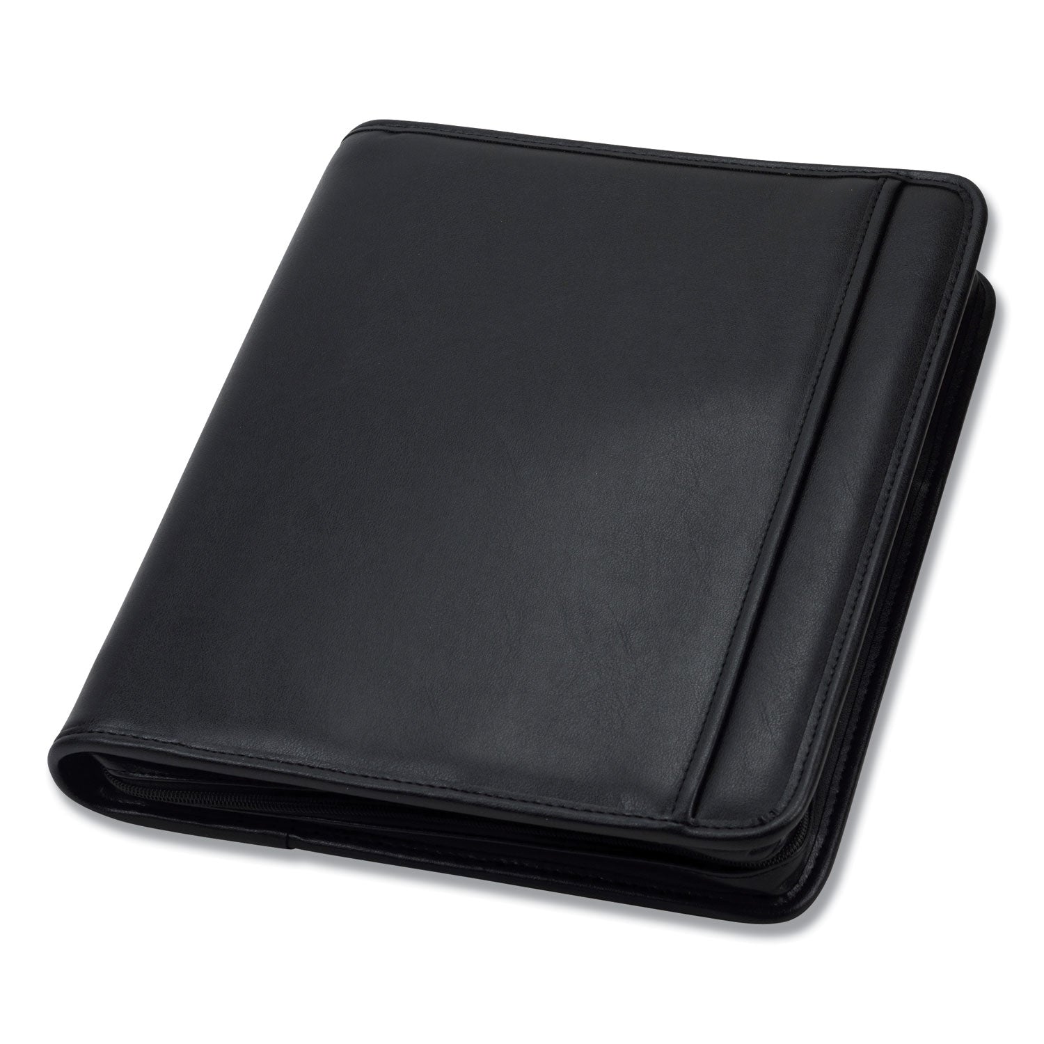 Samsill® Professional Zippered Pad Holder/Ring Binder, Pockets, Writing Pad, Vinyl Black