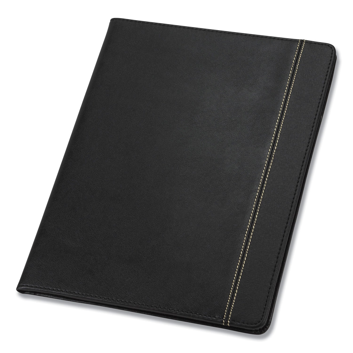 Samsill® Slimline Padfolio, Leather-Look/Faux Reptile Trim, Writing Pad, Black