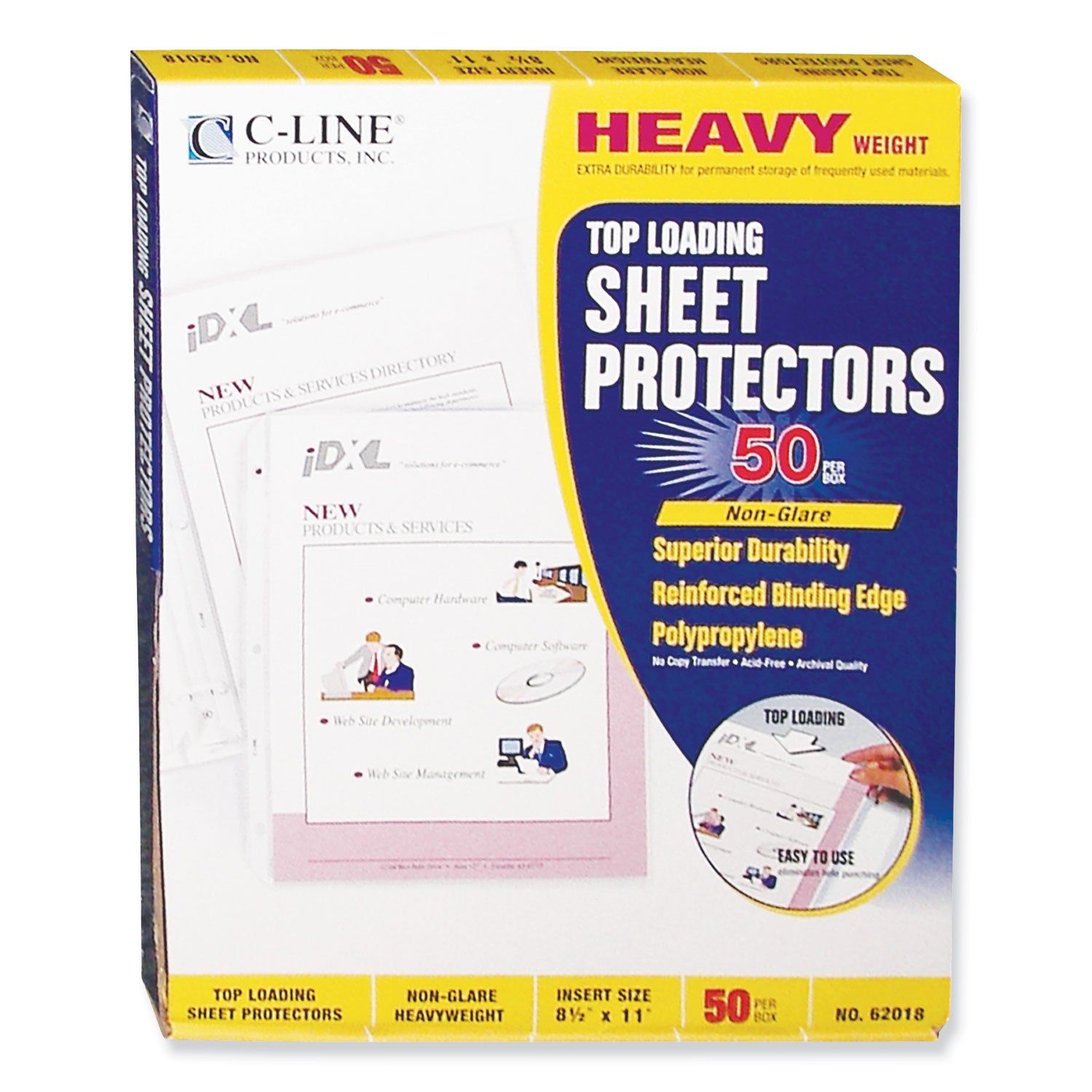 C-Line® Heavyweight Polypropylene Sheet Protectors, Non-Glare, 2", 11 x 8.5, 50/Box