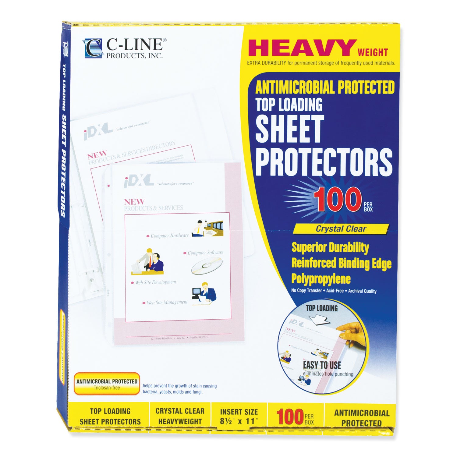 C-Line® Hvywt Poly Sht Protectors, Clear, Top-Loading, 2", 11 x 8.5, 100/BX