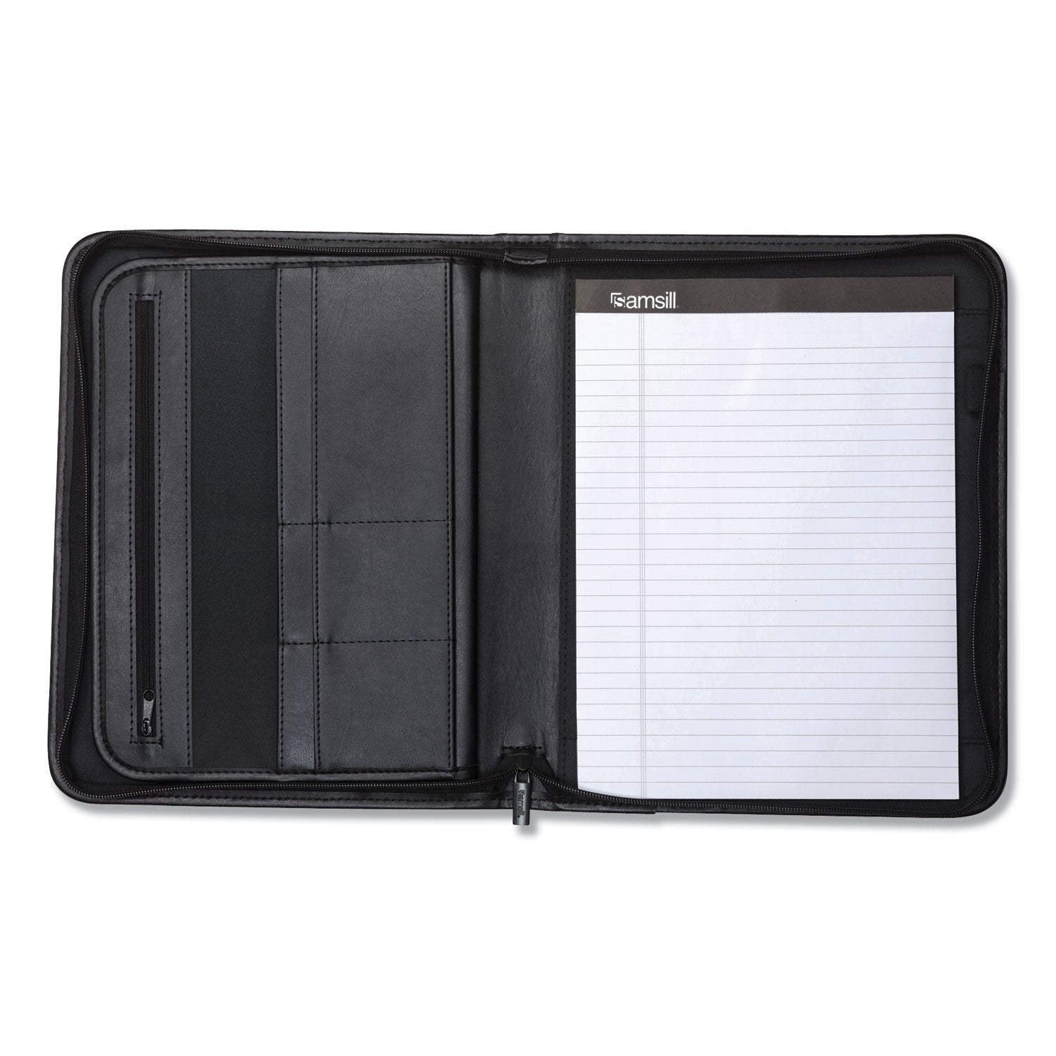 Samsill® Professional Zippered Pad Holder, Pockets/Slots, Writing Pad, Black