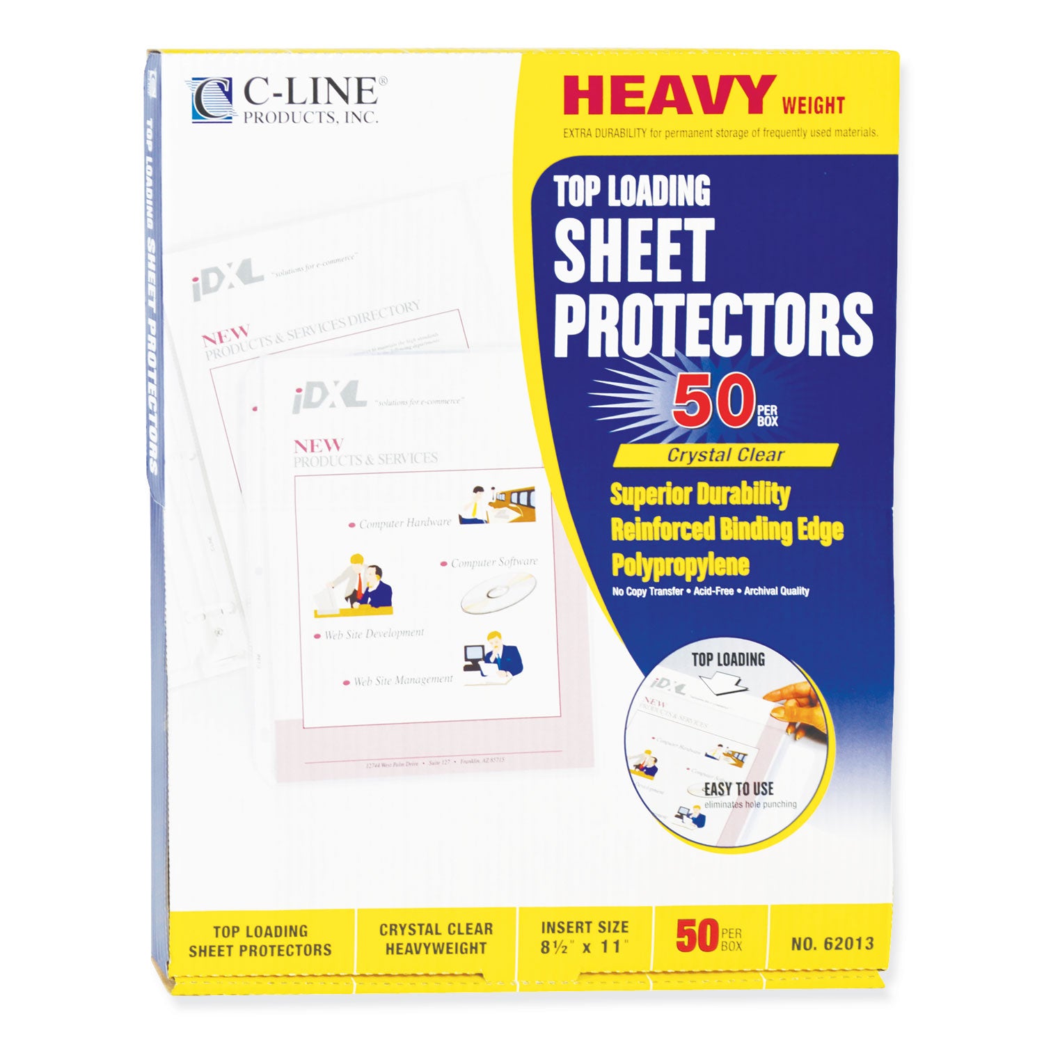 C-Line® Heavyweight Polypropylene Sheet Protectors, Clear, 2", 11 x 8.5, 50/Box