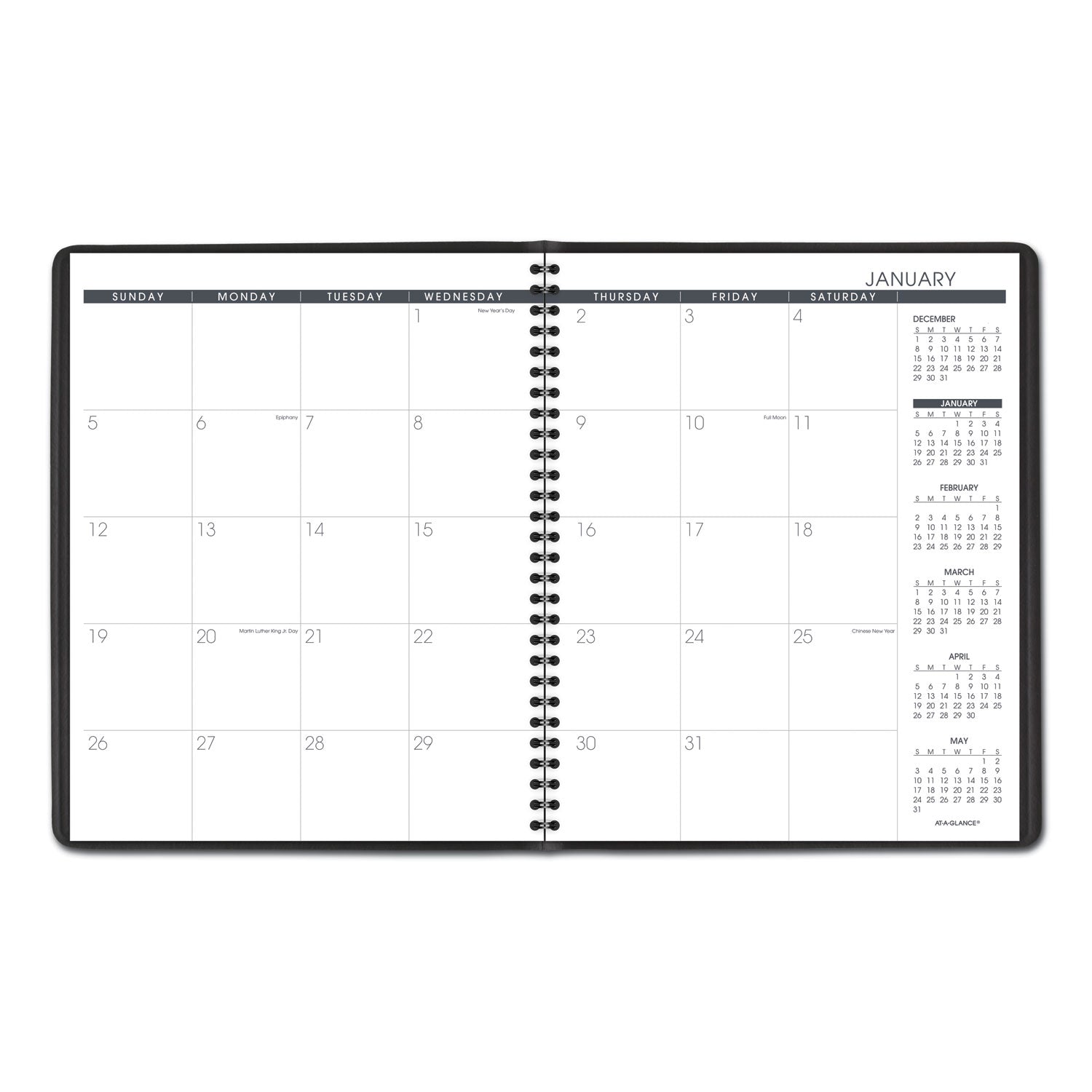 AT-A-GLANCE® Monthly Planner, 11 x 9, Black Cover, 15-Month: Jan 2025 to Mar 2026