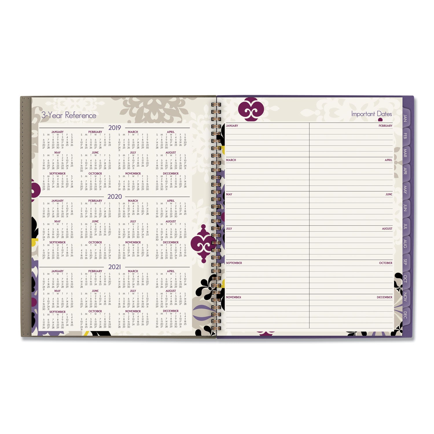 Cambridge® Vienna Weekly/Monthly Appointment Book, Geometric Artwork, 11 x 8.5, Purple/Tan Cover, 12-Month (Jan to Dec): 2025