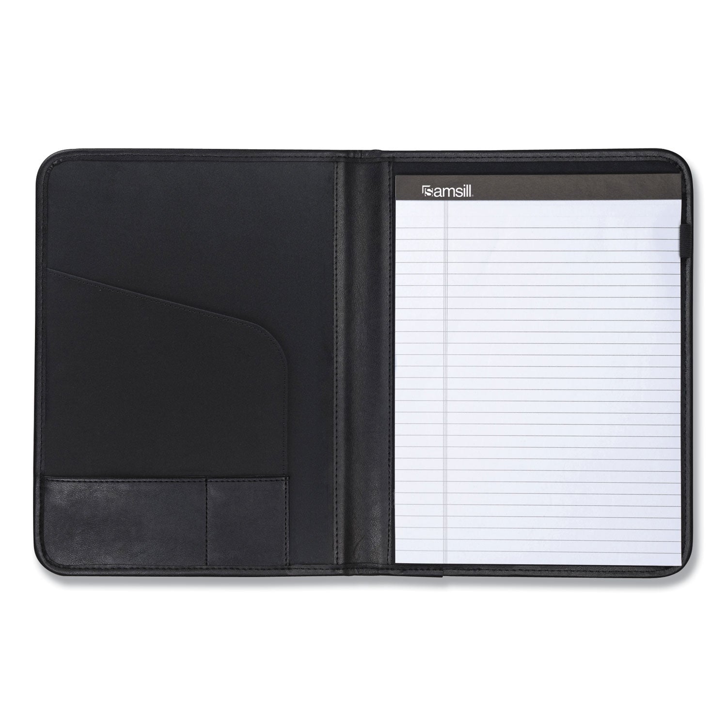 Samsill® Professional Padfolio, Storage Pockets/Card Slots, Writing Pad, Black