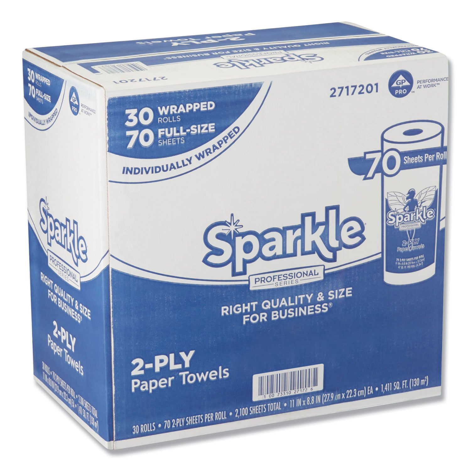 Georgia Pacific® Professional Sparkle ps Premium Perforated Paper Kitchen Towel Roll, 2-Ply, 11 x 8.8, White, 70 Sheets, 30 Rolls/Carton