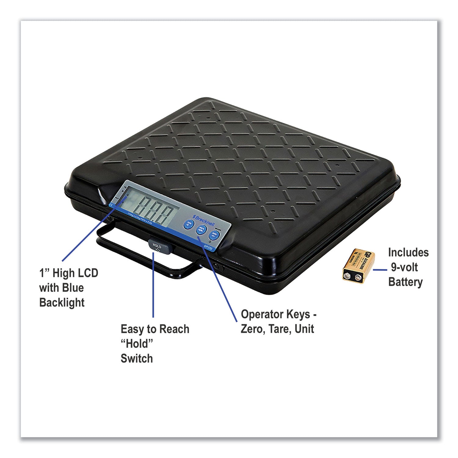 Brecknell Portable Electronic Utility Bench Scale, 250 lb Capacity, 12.5 x 10.95 x 2.2  Platform