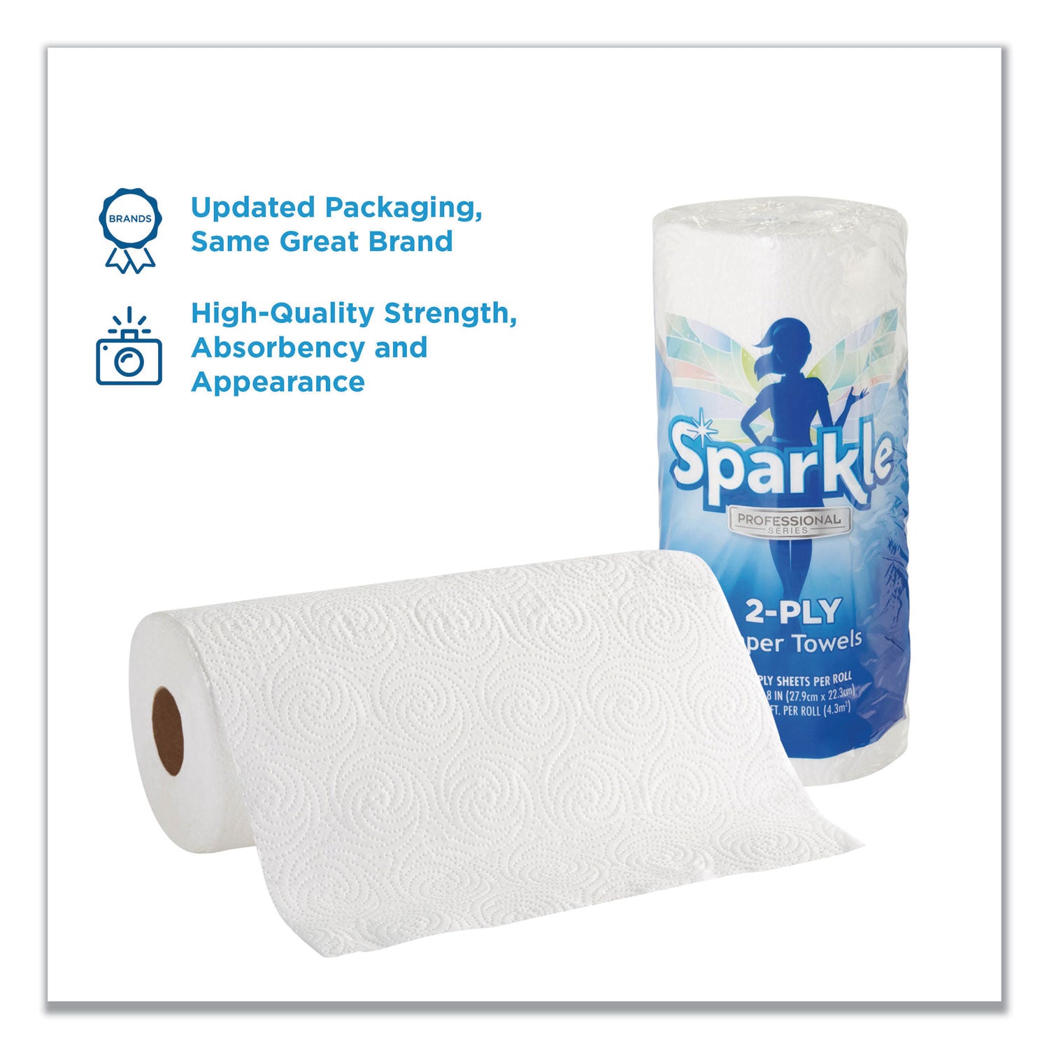 Georgia Pacific® Professional Sparkle ps Premium Perforated Paper Kitchen Towel Roll, 2-Ply, 11 x 8.8, White, 70 Sheets, 30 Rolls/Carton