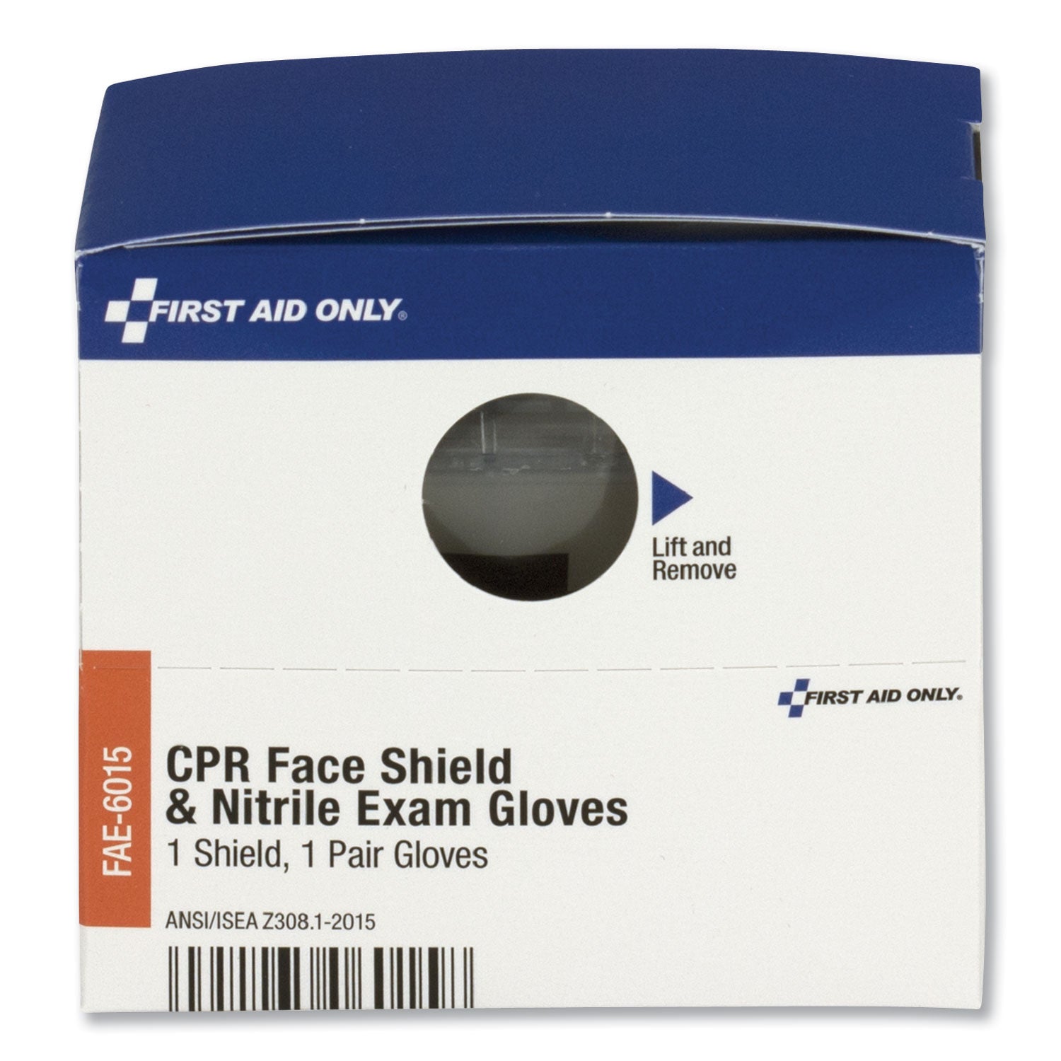 First Aid Only™ SmartCompliance Rescue Breather Face Shield with 2 Nitrile Exam Gloves, One Size Fits All